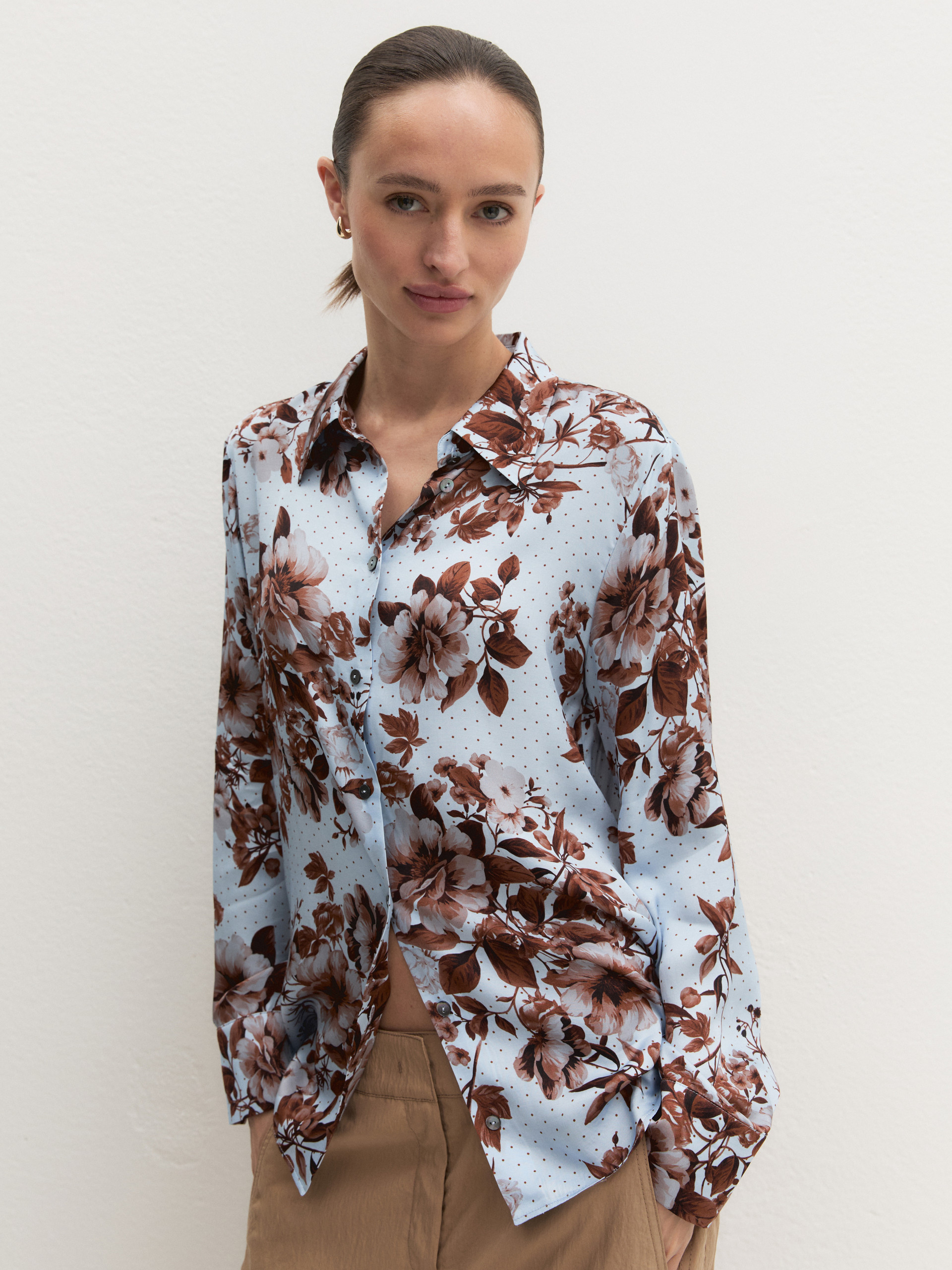 Viscose satin shirt - LIGHT BLUE - Emme - 4