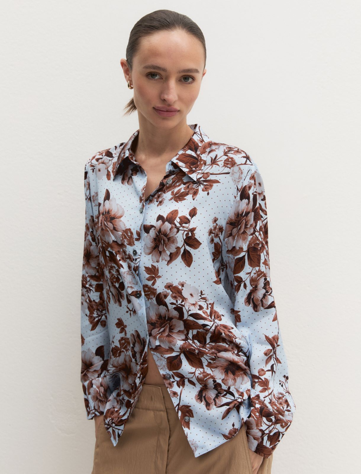 Viscose satin shirt - LIGHT BLUE - Emme - 4