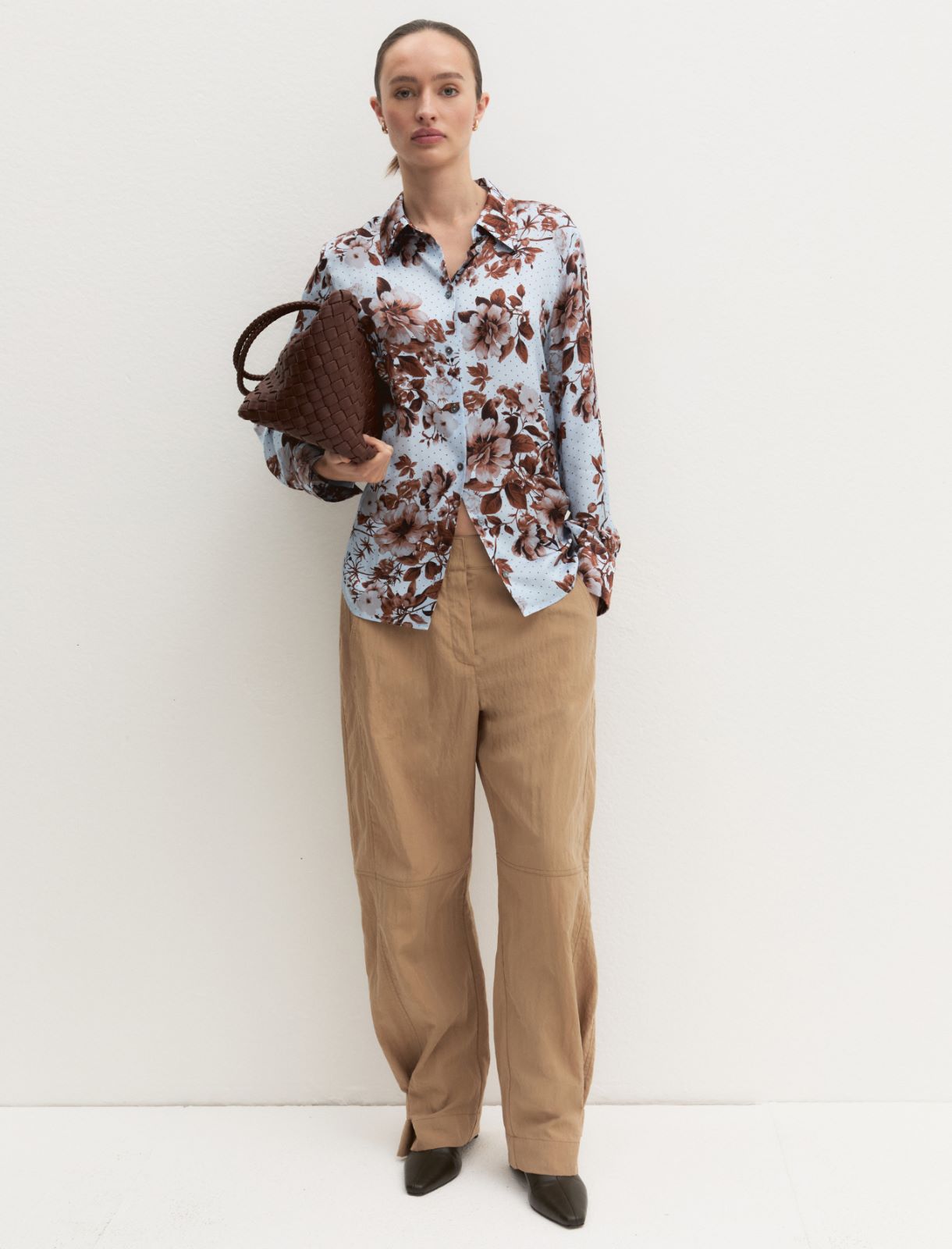 Viscose satin shirt - LIGHT BLUE - Emme
