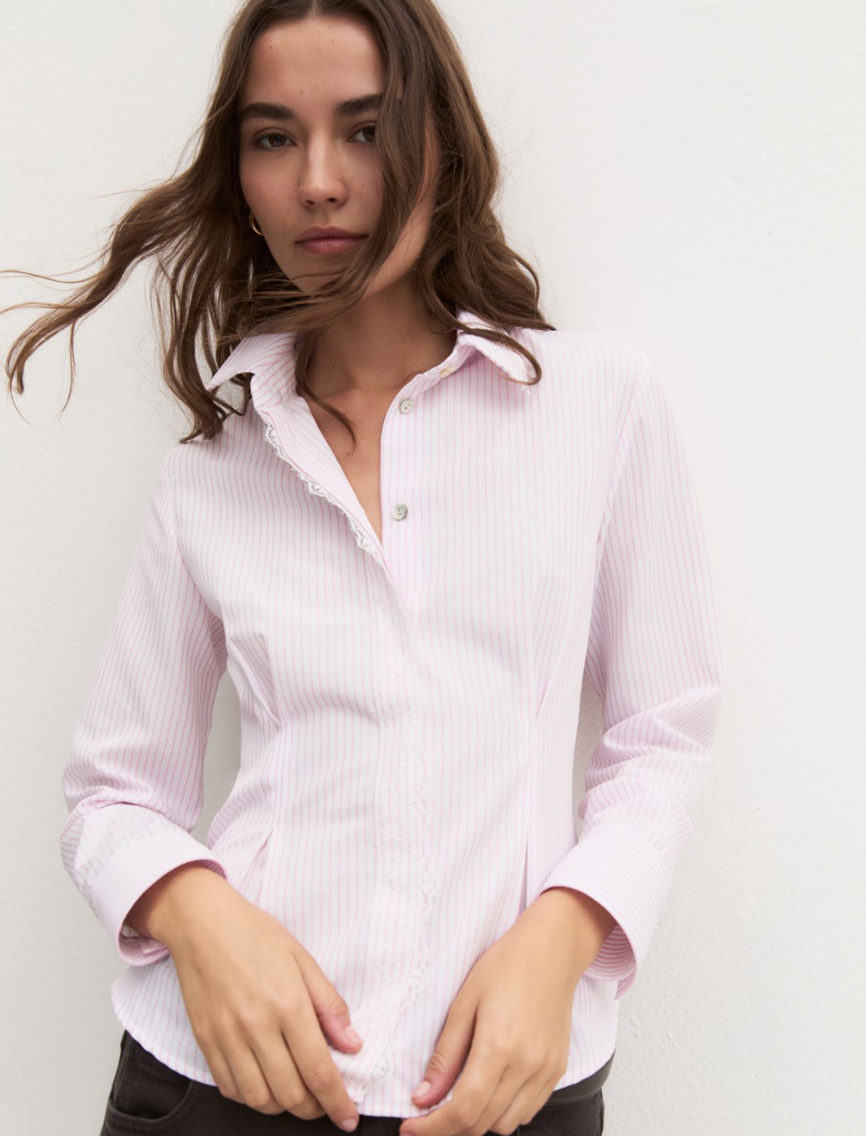 Darted poplin shirt - PINK - Emme - 3