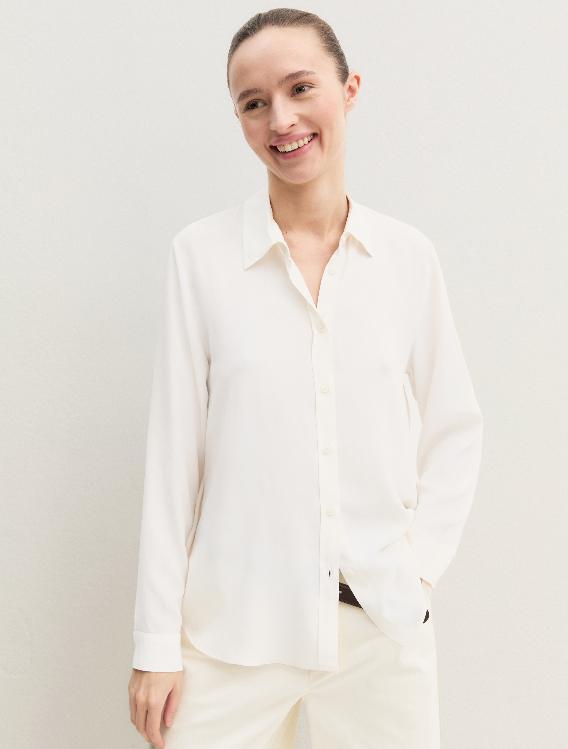 Camicia dritta in misto seta - BIANCO LANA - Emme - 5