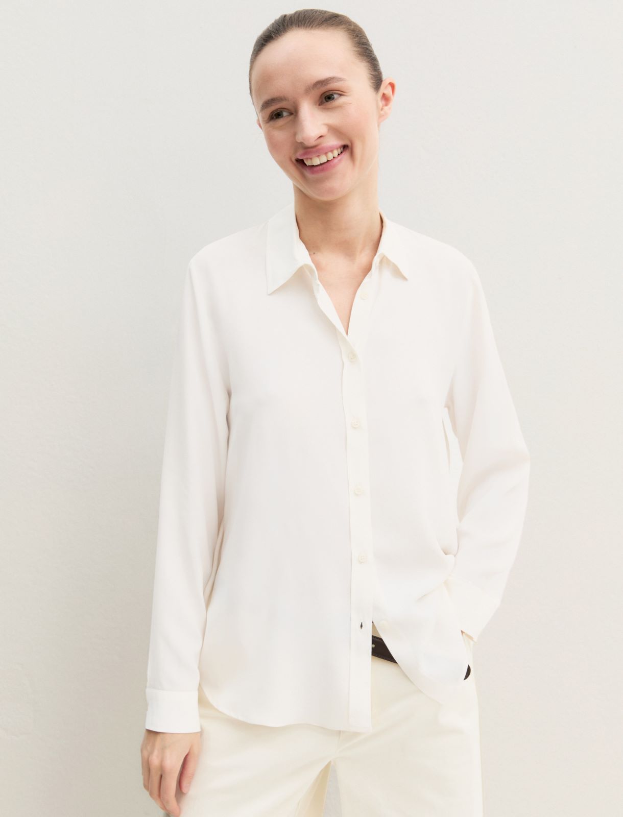 Camicia dritta in misto seta - BIANCO LANA - Emme - 5