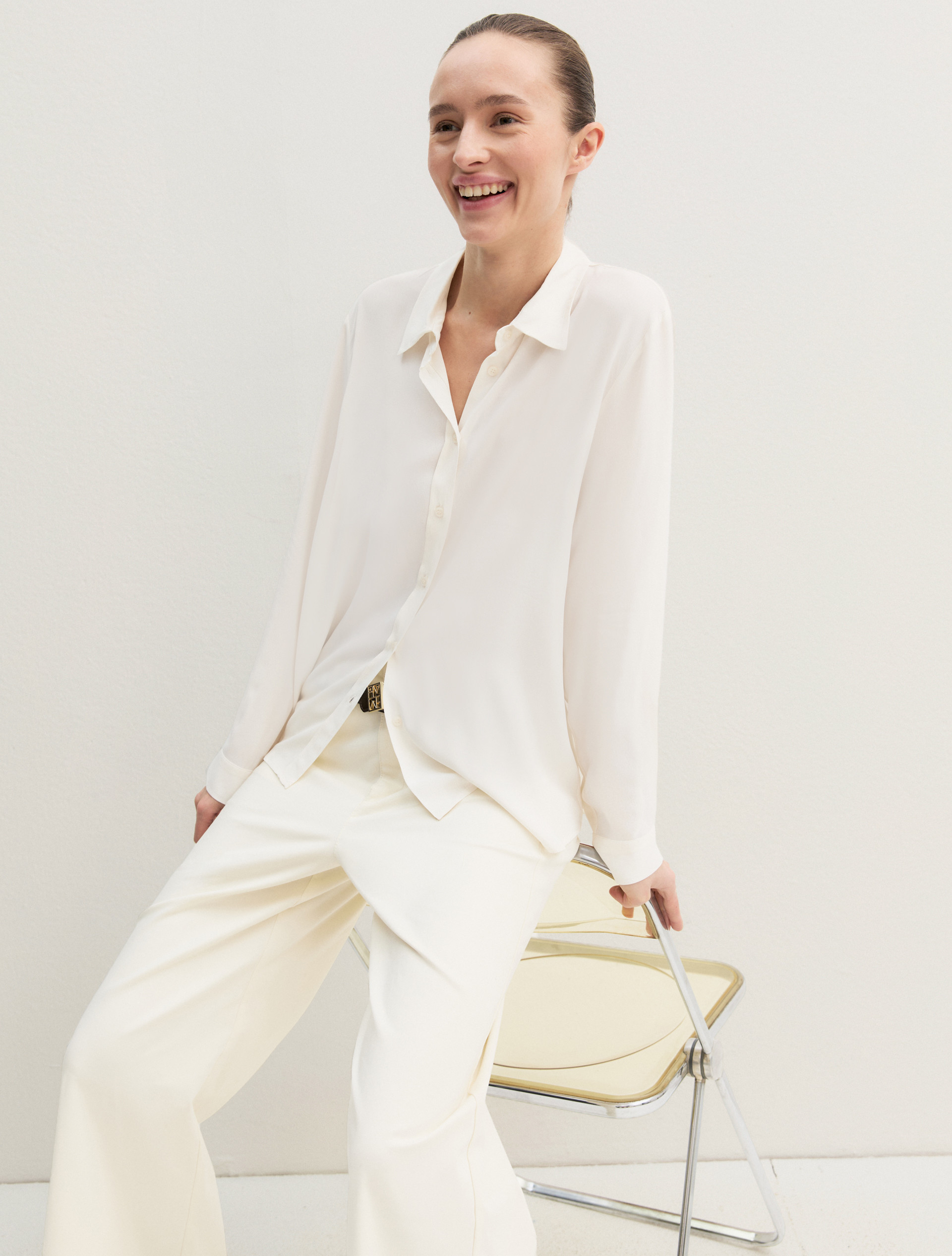 Camicia dritta in misto seta - BIANCO LANA - Emme - 1