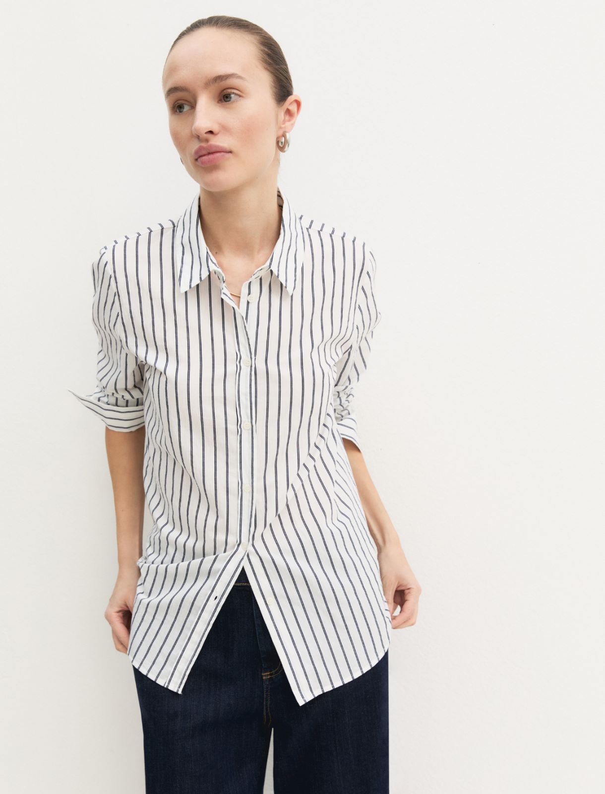Camisa de manga larga de mezcla de algodón - BLANCO LANA - Emme - 5