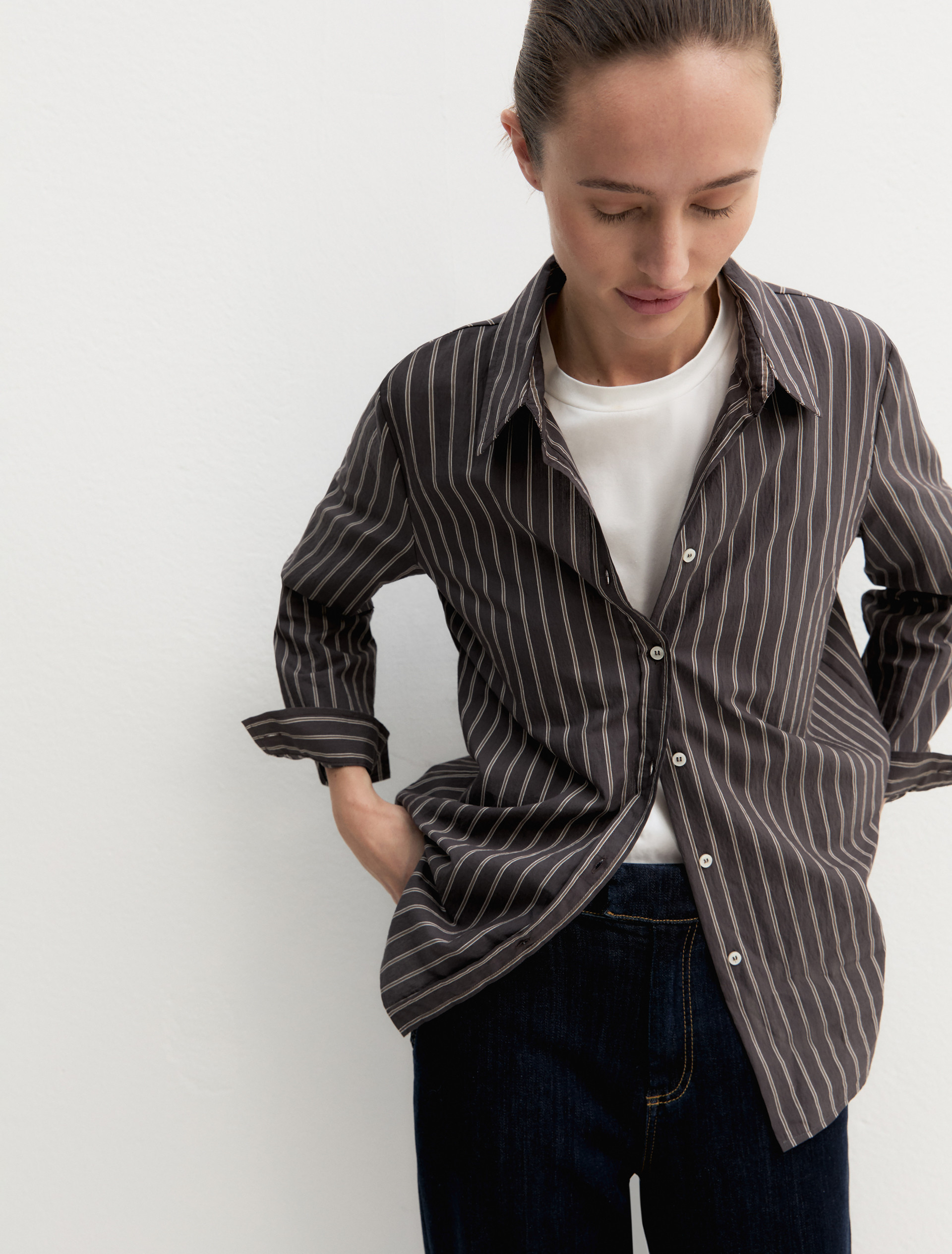 Camicia a maniche lunghe in misto cotone - TESTA DI MORO - Emme - 5
