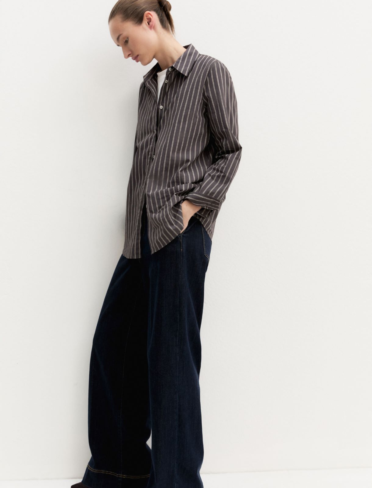 Camicia a maniche lunghe in misto cotone - TESTA DI MORO - Emme