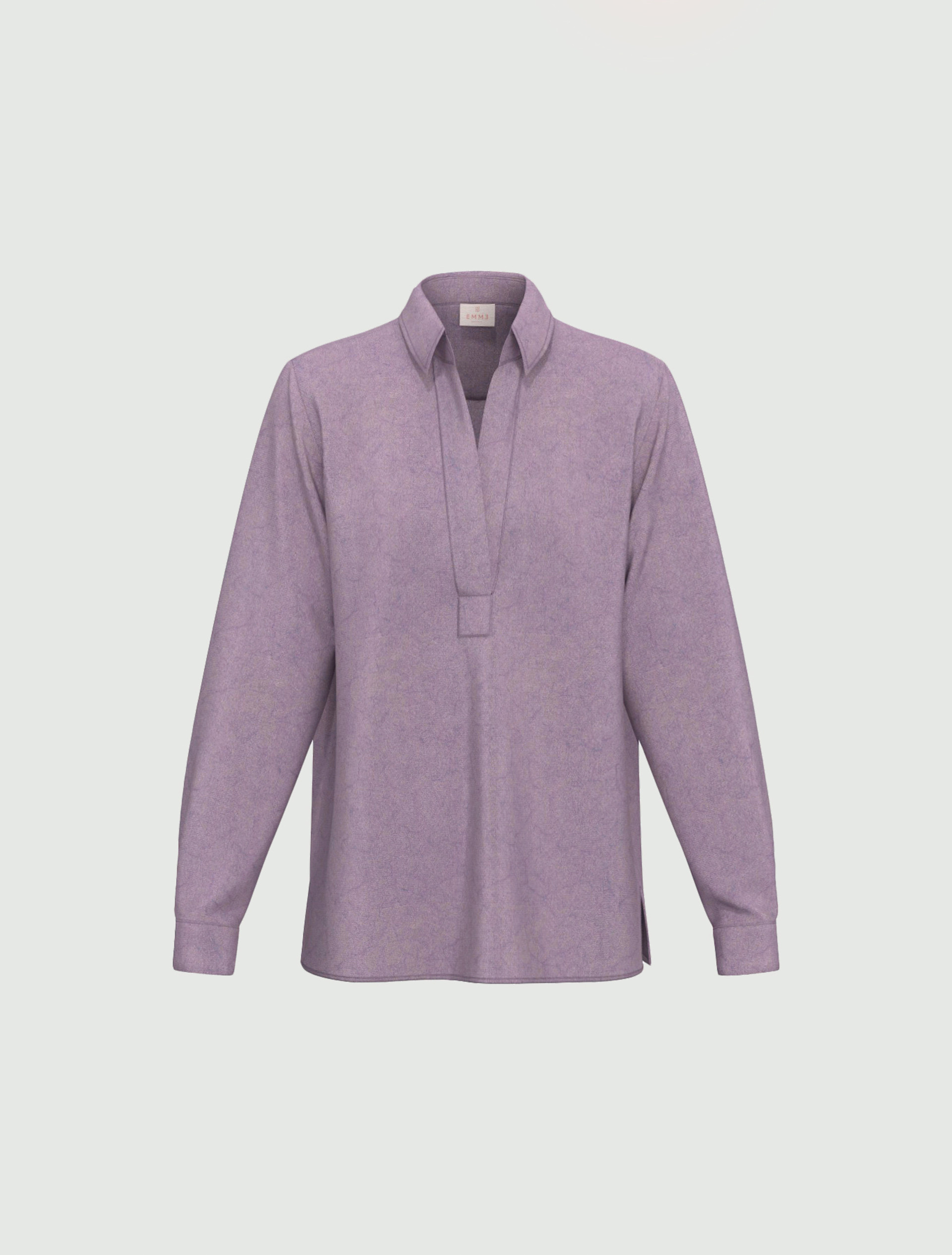 Crinkle hammered-satin polo blouse - LAVENDER - Emme - 6