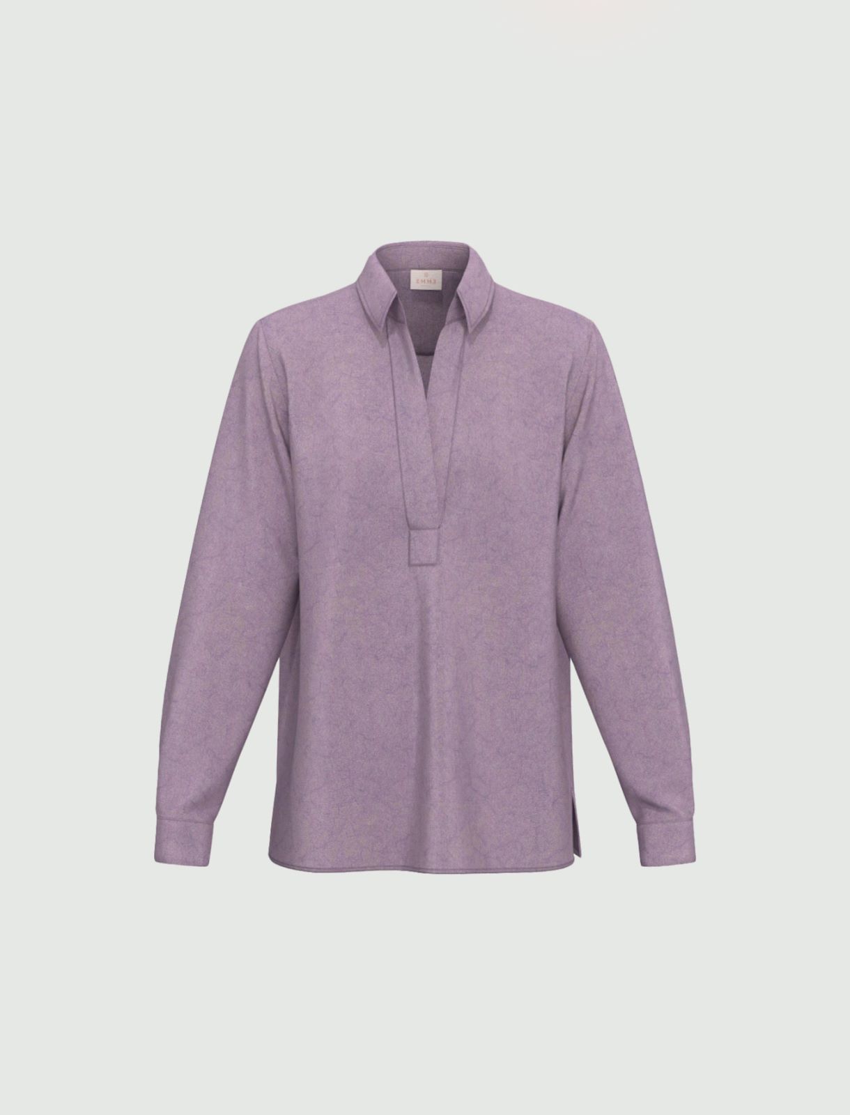 Crinkle hammered-satin polo blouse - LAVENDER - Emme - 6