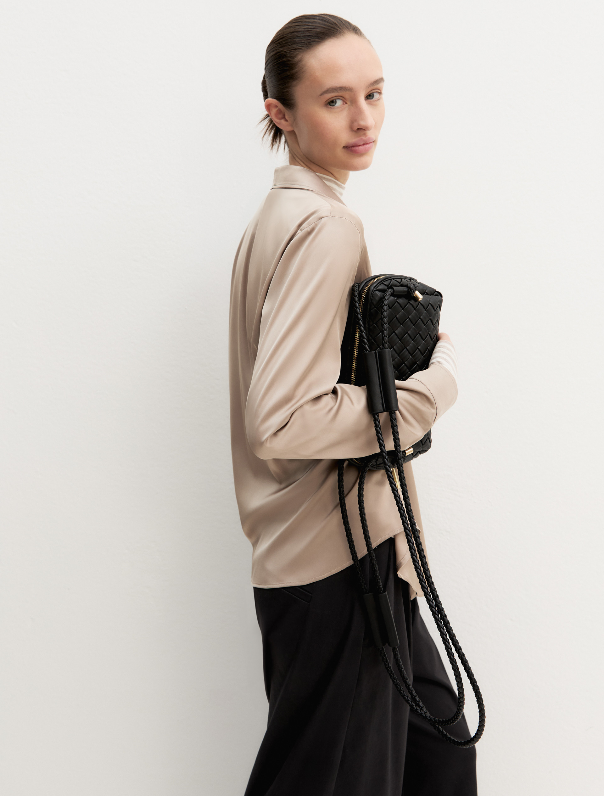 Camisa de satén elástico - ALMOND - Emme - 3