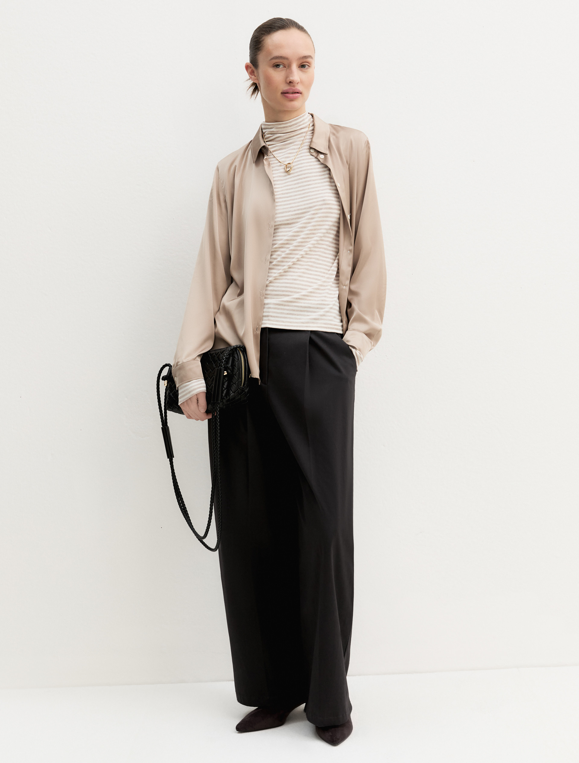 Camisa de satén elástico - ALMOND - Emme - 1
