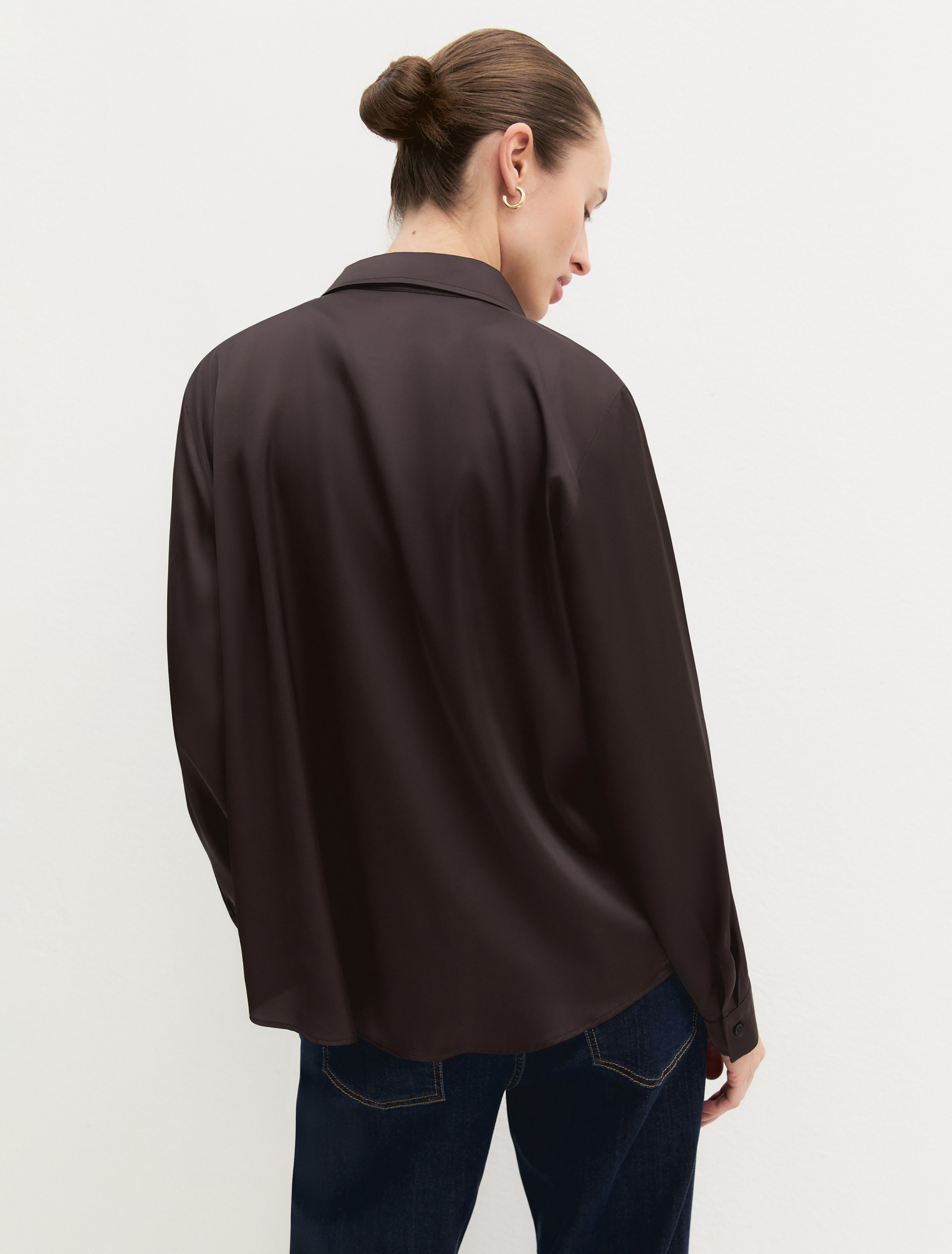 Camisa de satén elástico - MARRON OSCURO - Emme - 2