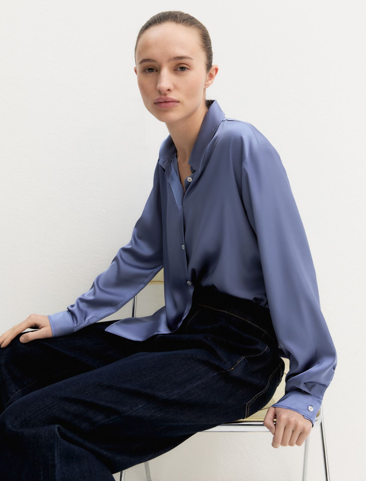 Camisa de satén elástico - HORTENSIA - Emme - 4