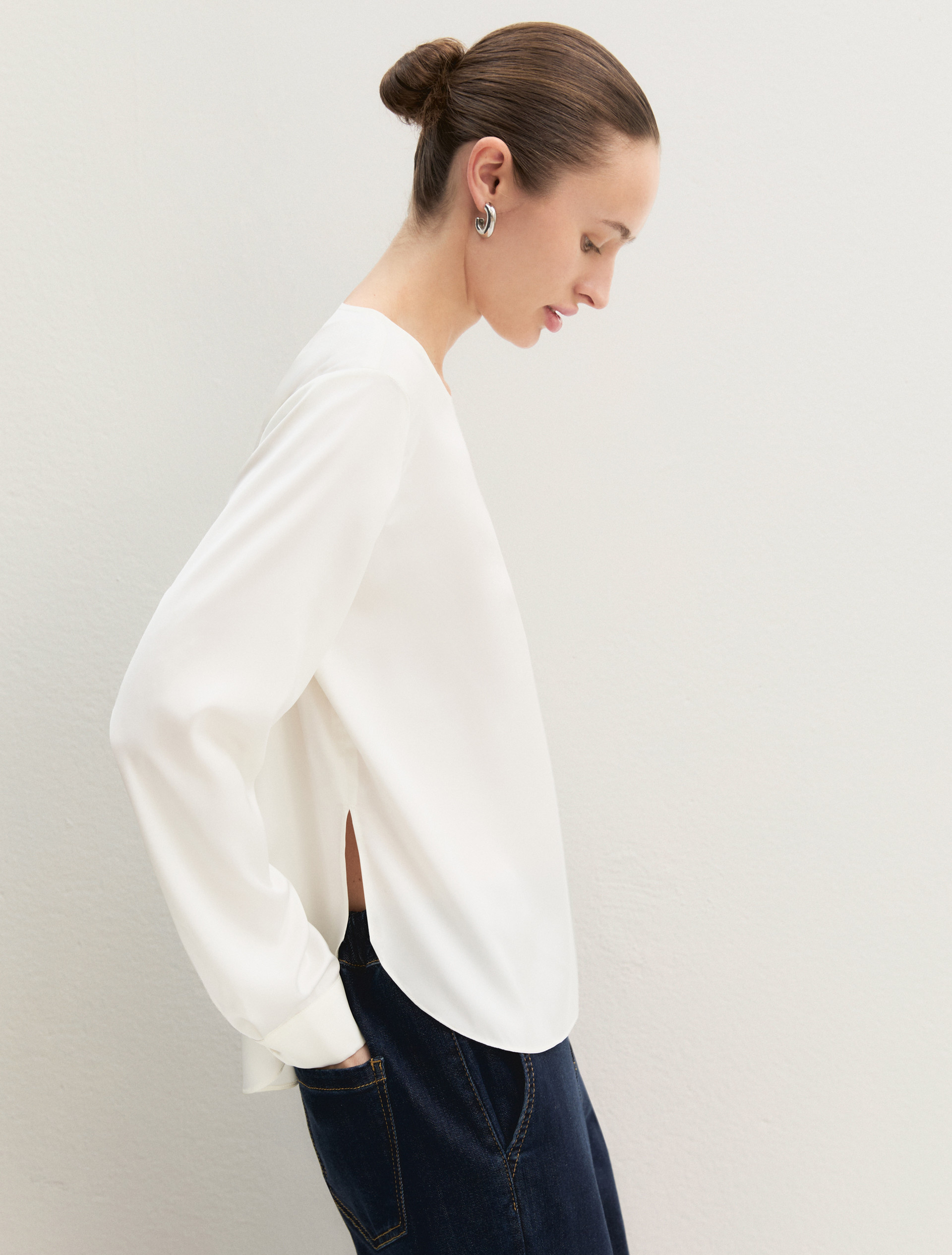 Blusa in raso stretch - AVORIO - Emme - 1