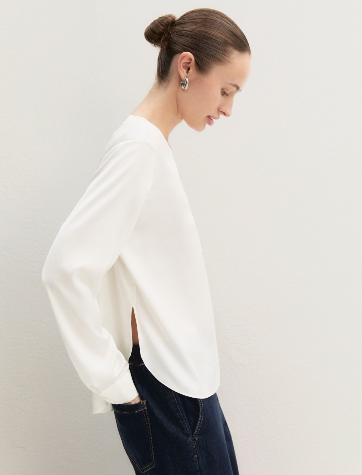 Blusa in raso stretch - AVORIO - Emme