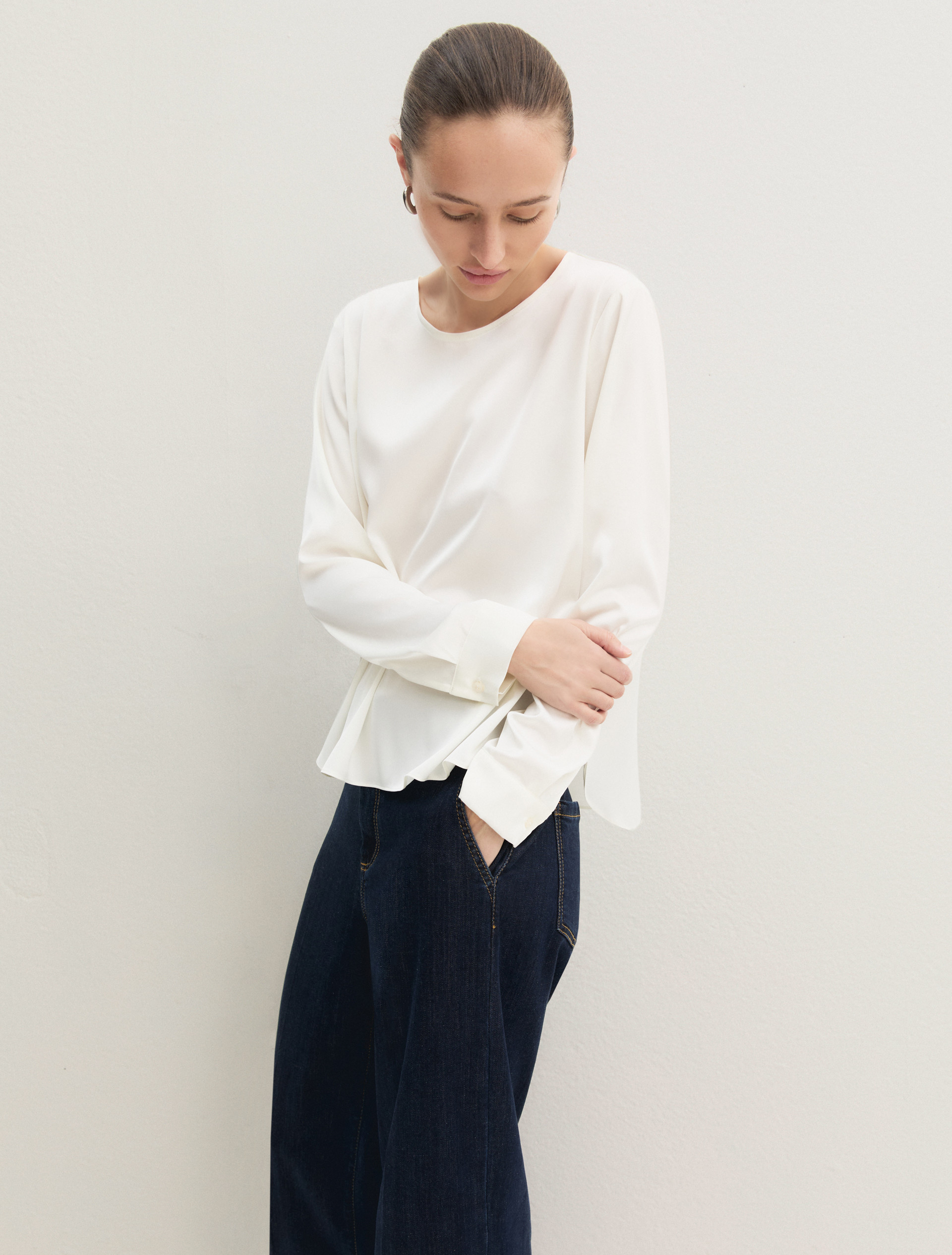 Blusa in raso stretch - AVORIO - Emme - 6