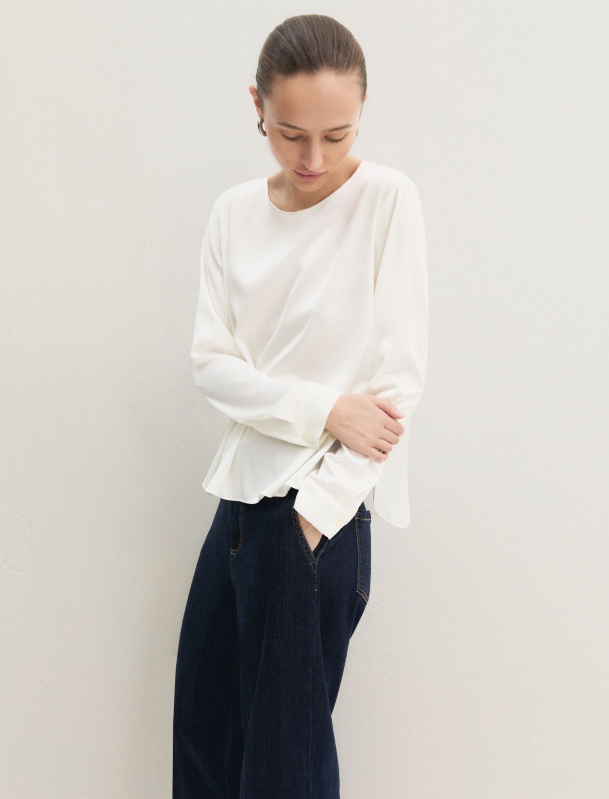 Blusa in raso stretch - AVORIO - Emme - 6