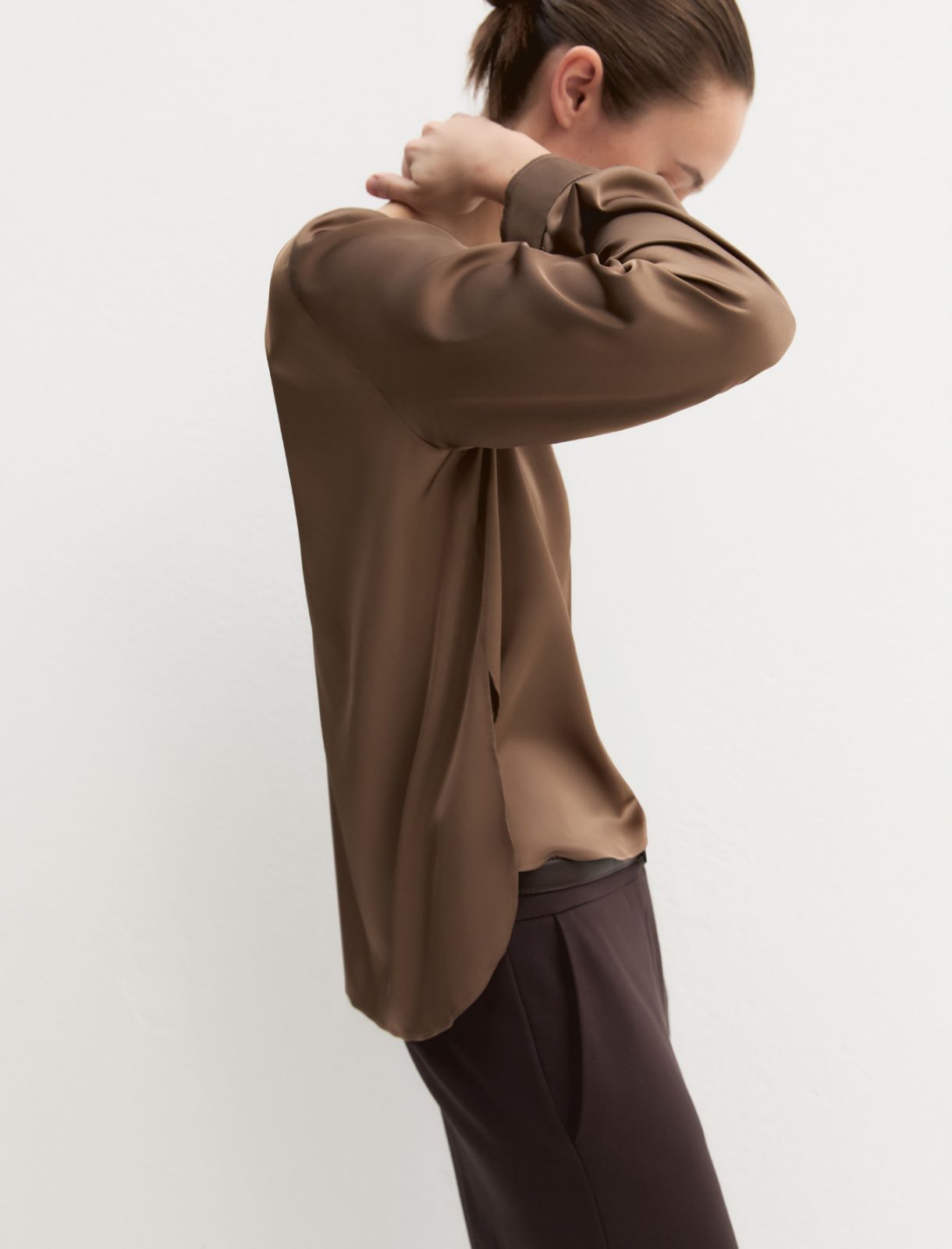 Blusa in raso stretch - TORTORA - Emme - 5