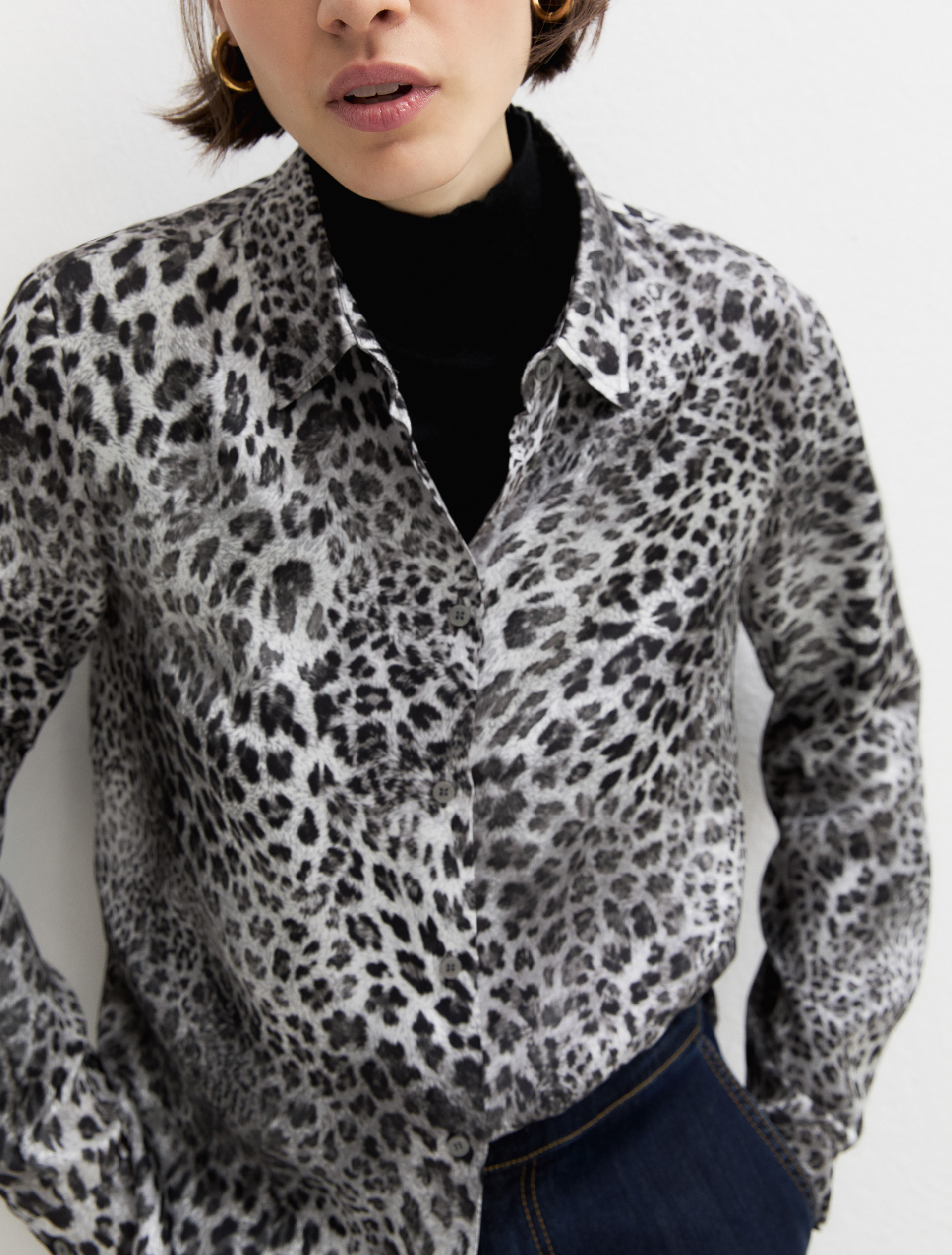 Printed satin shirt - GREY - Emme - 3