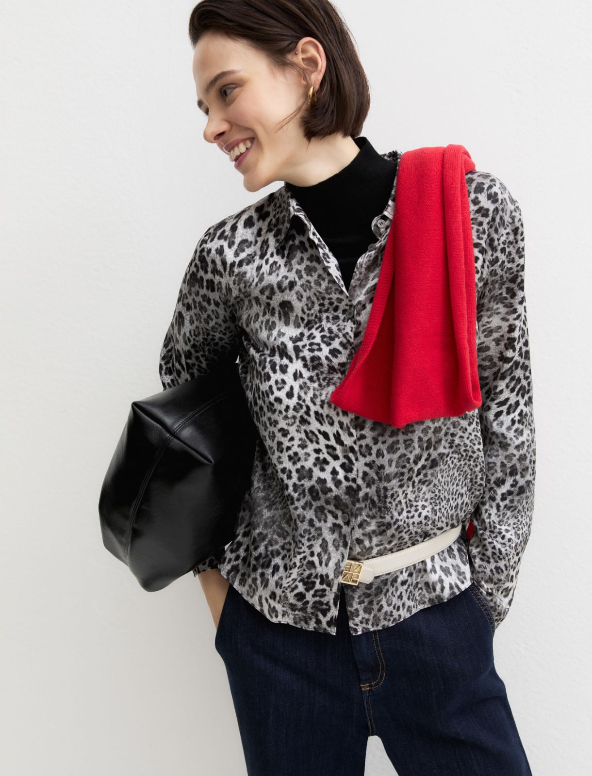 Printed satin shirt - GREY - Emme - 4