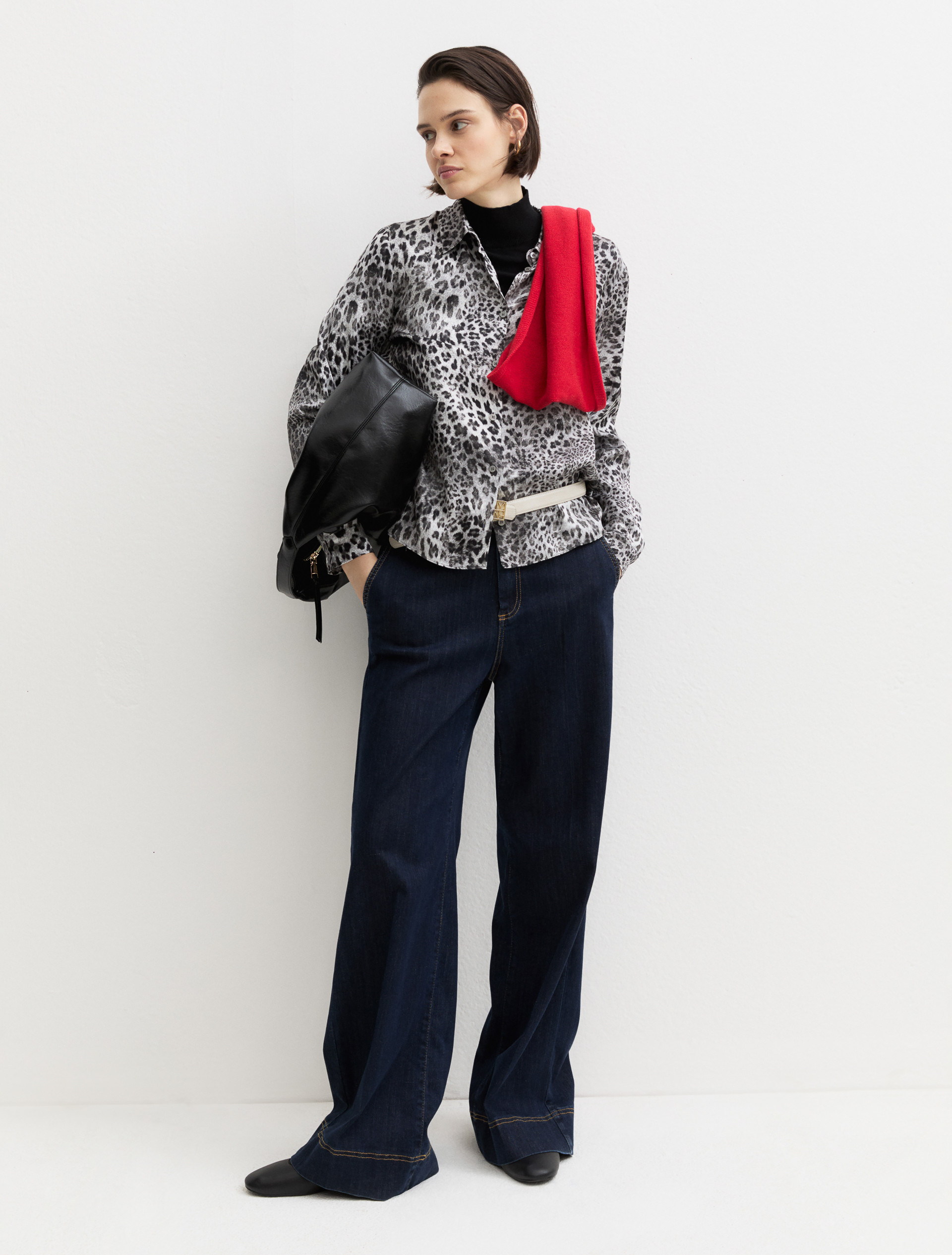 Printed satin shirt - GREY - Emme - 1