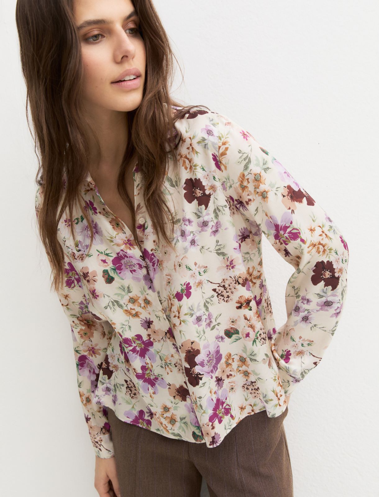 Printed satin shirt - CREAM - Emme - 3