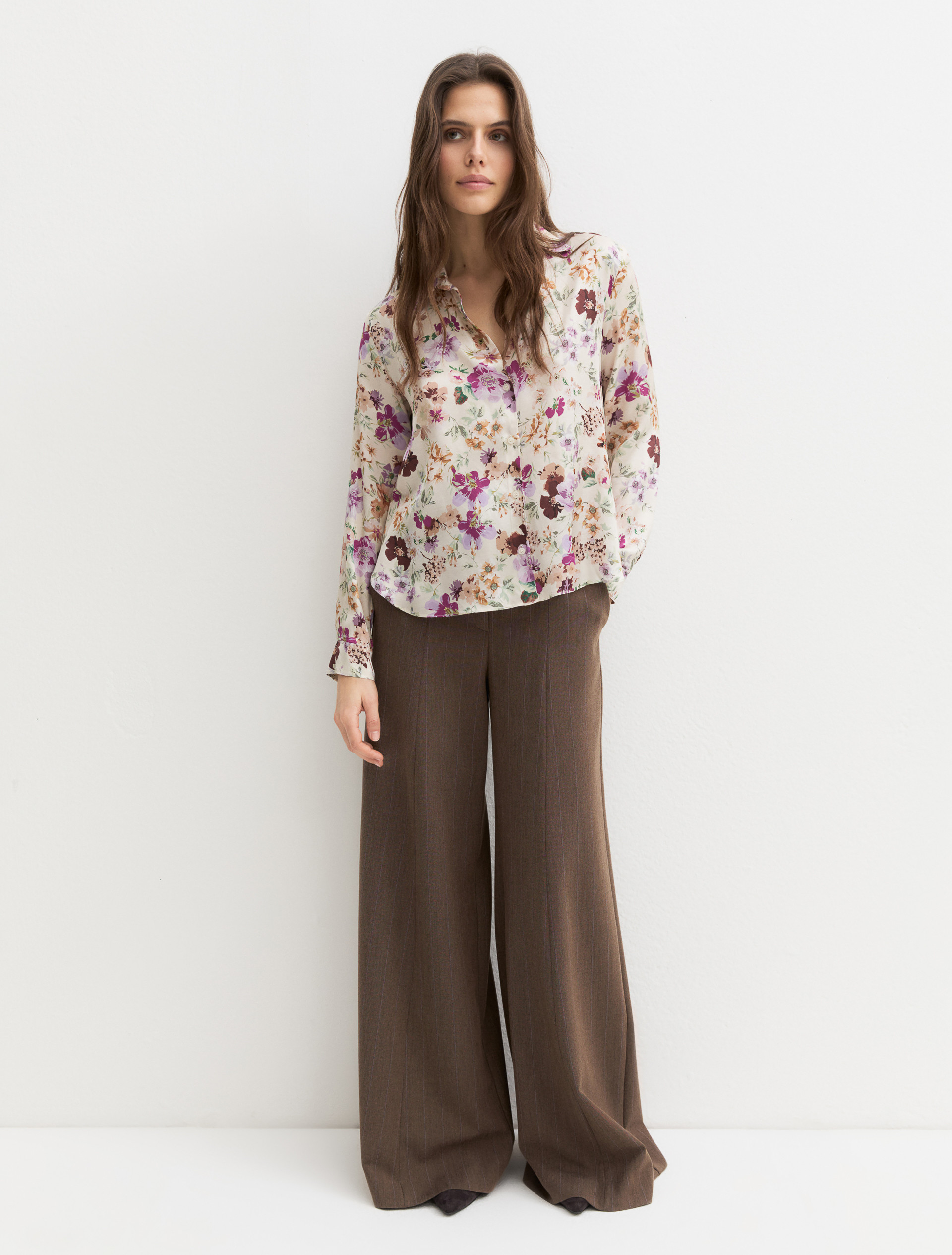 Printed satin shirt - CREAM - Emme - 1