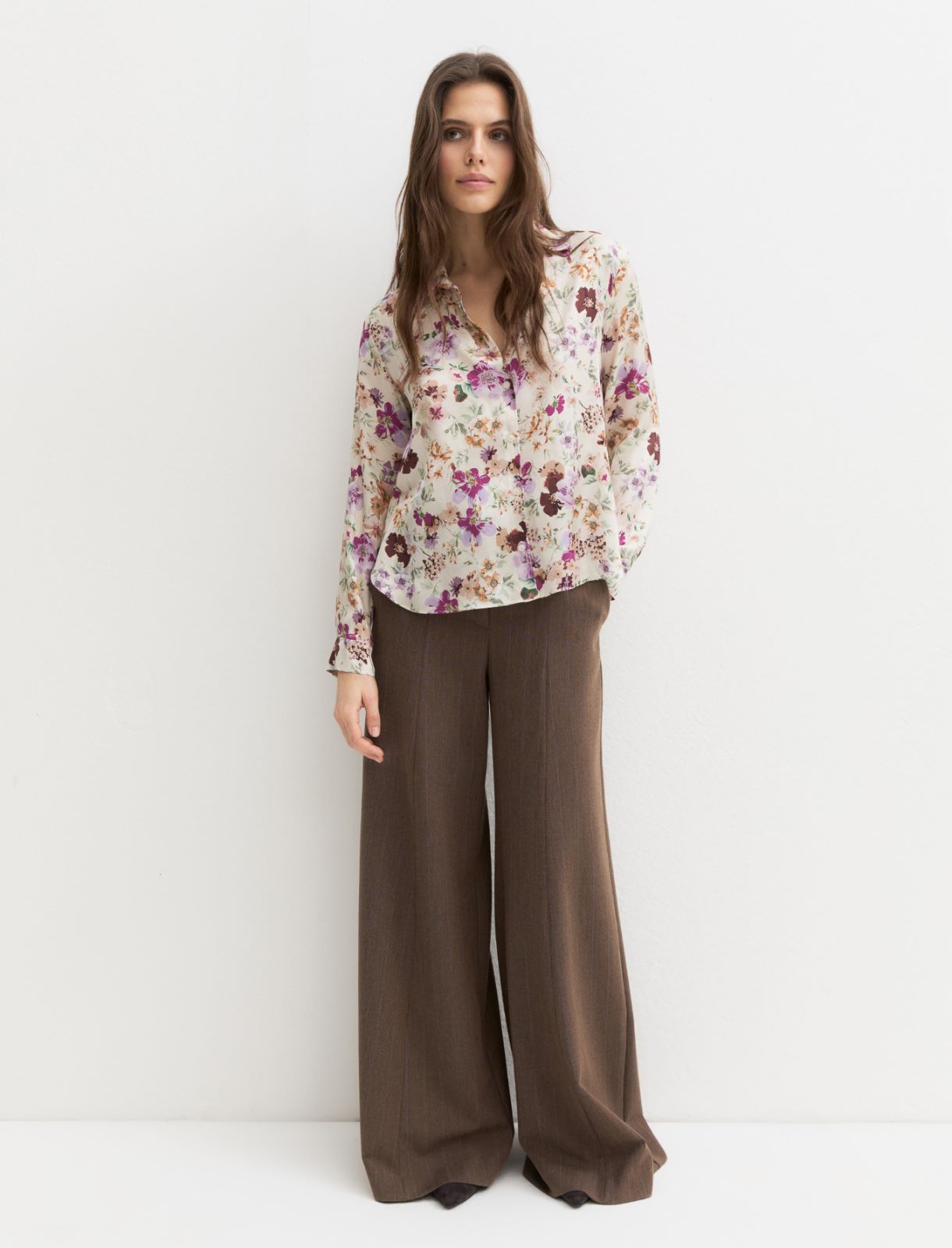 Printed satin shirt - CREAM - Emme
