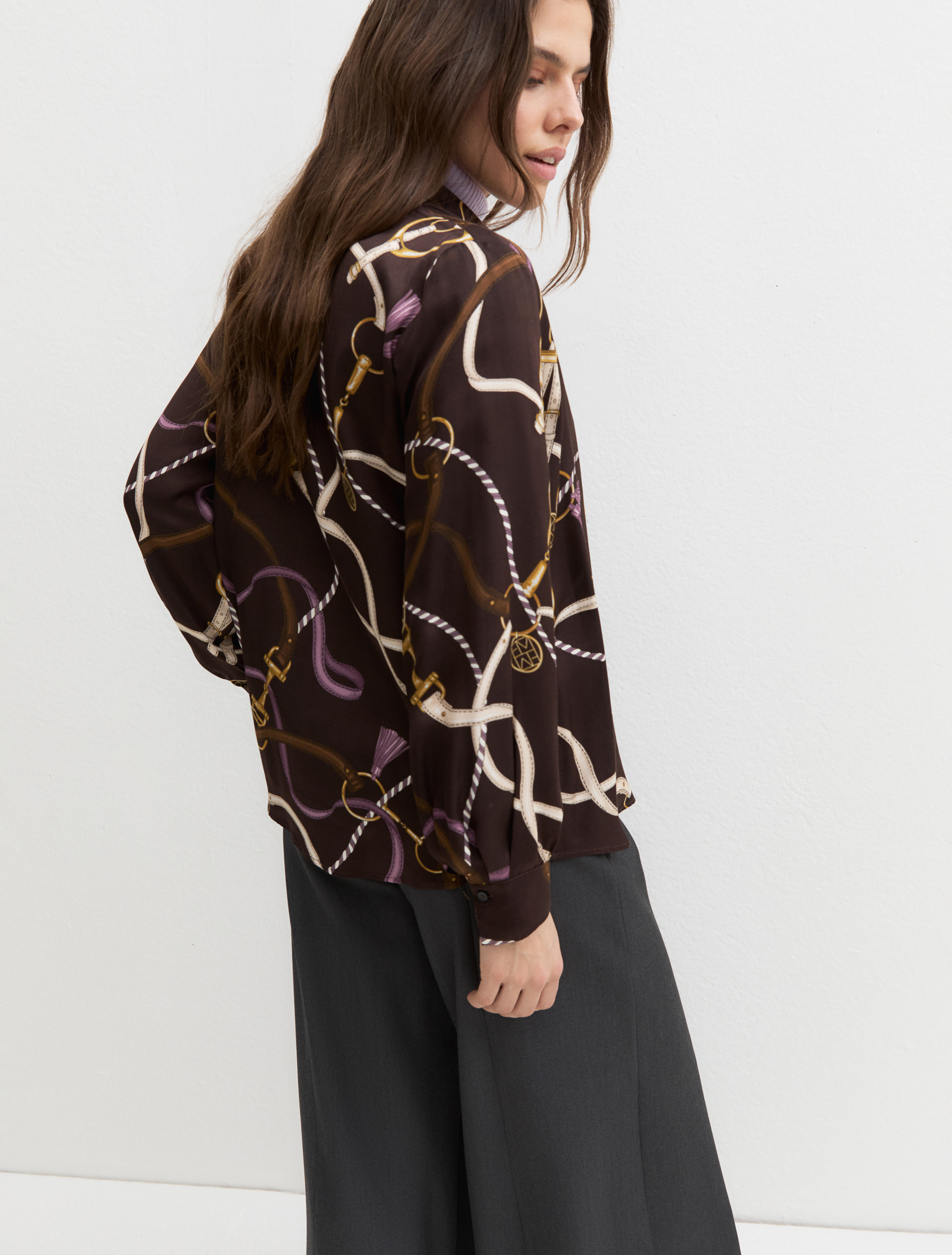 Viscose twill shirt - DARK BROWN - Emme - 2