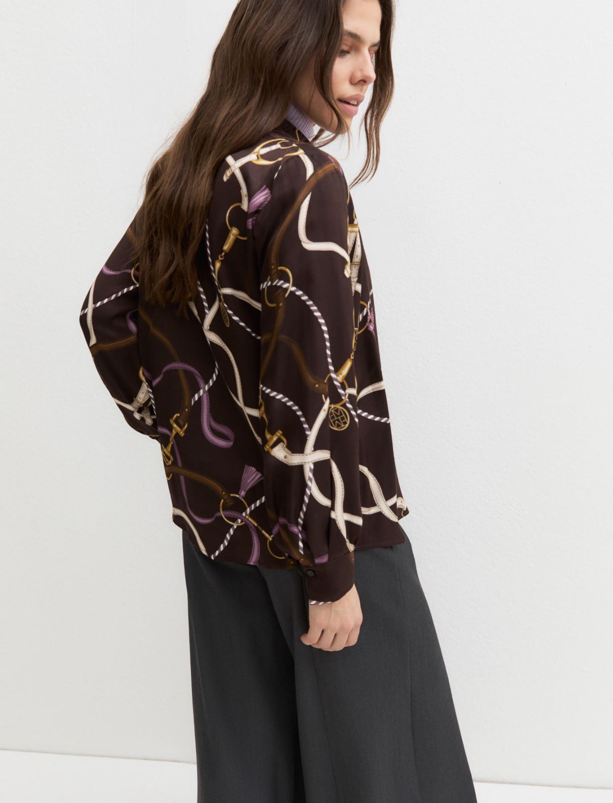 Viscose twill shirt - DARK BROWN - Emme - 2