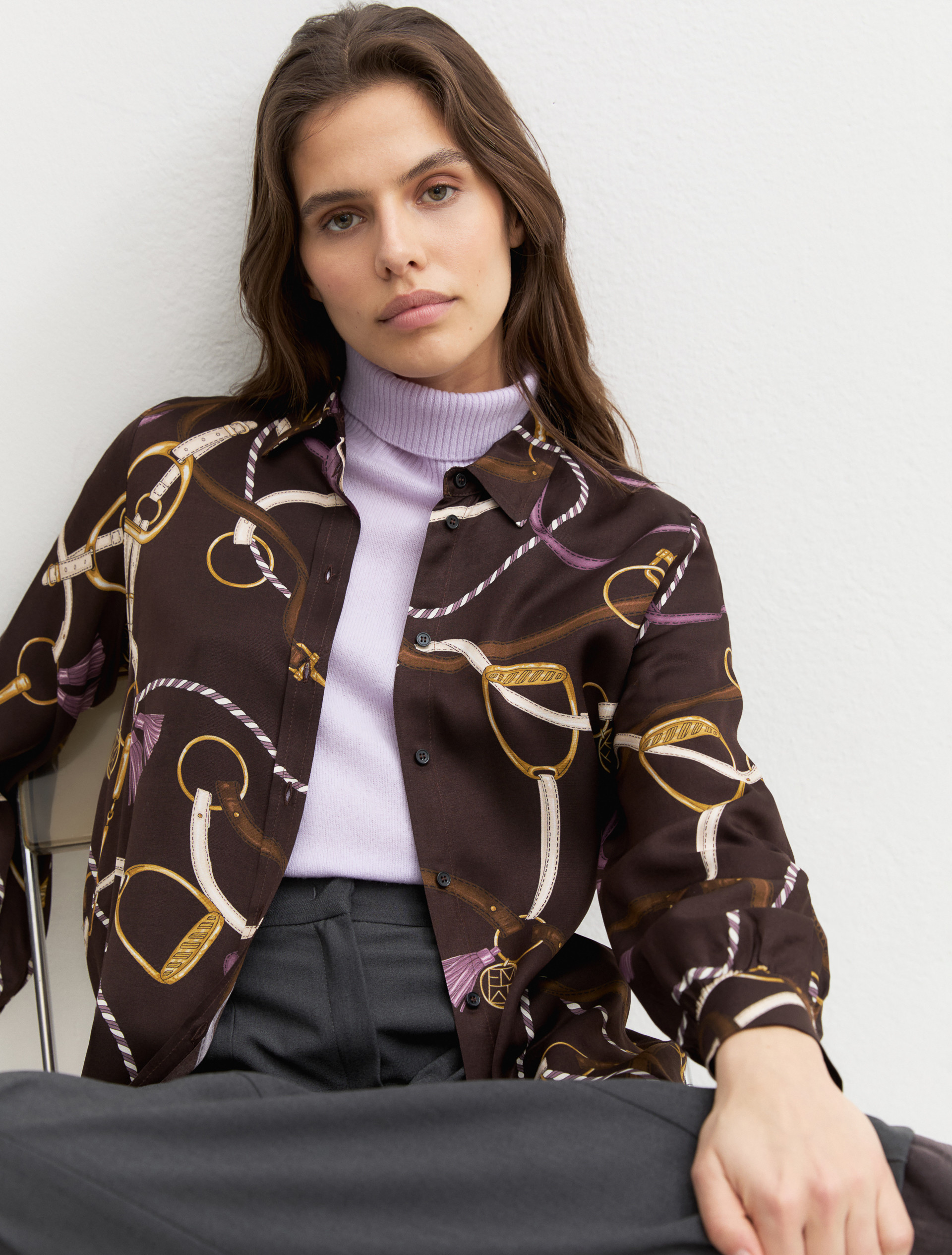 Viscose twill shirt - DARK BROWN - Emme - 4