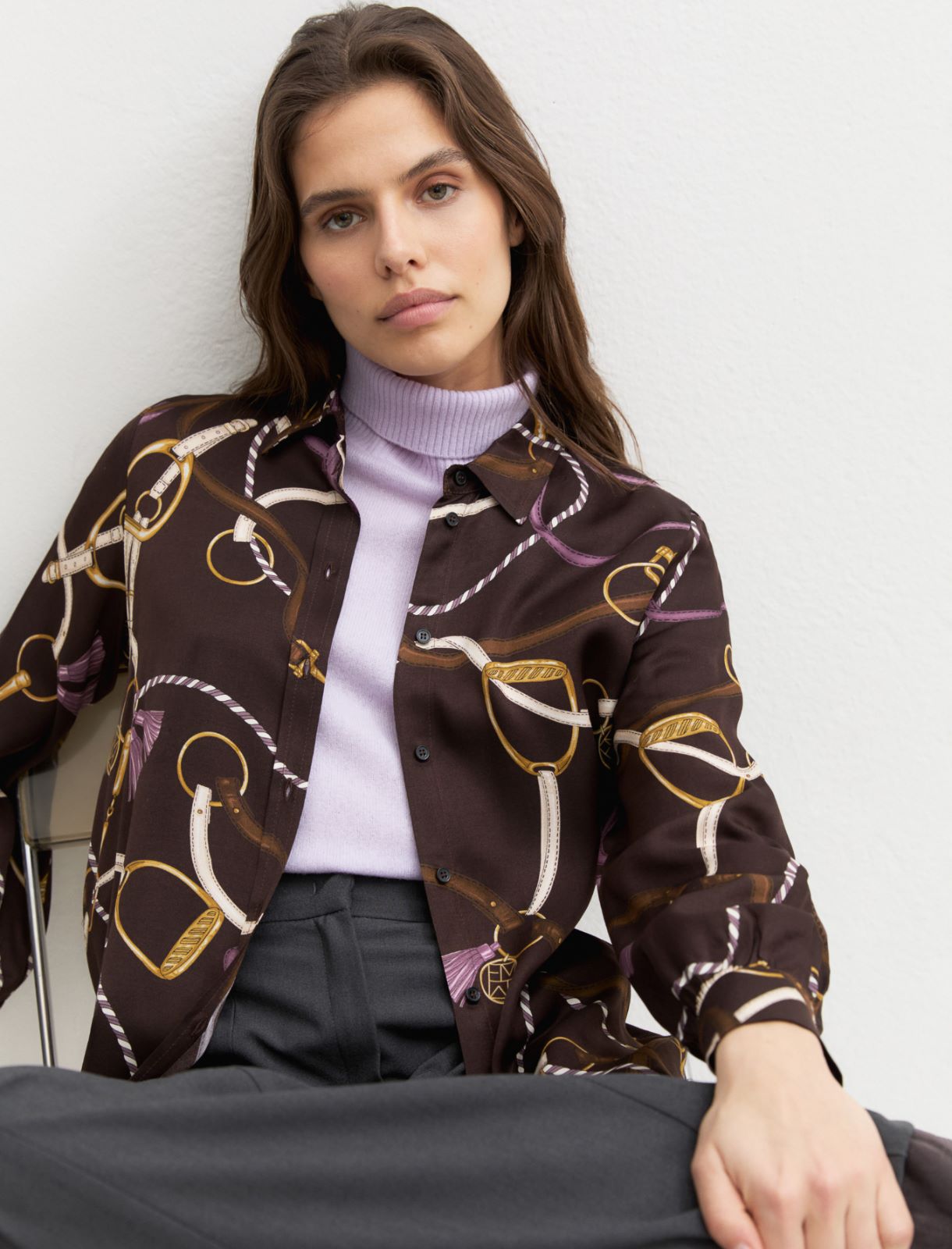 Viscose twill shirt - DARK BROWN - Emme - 4