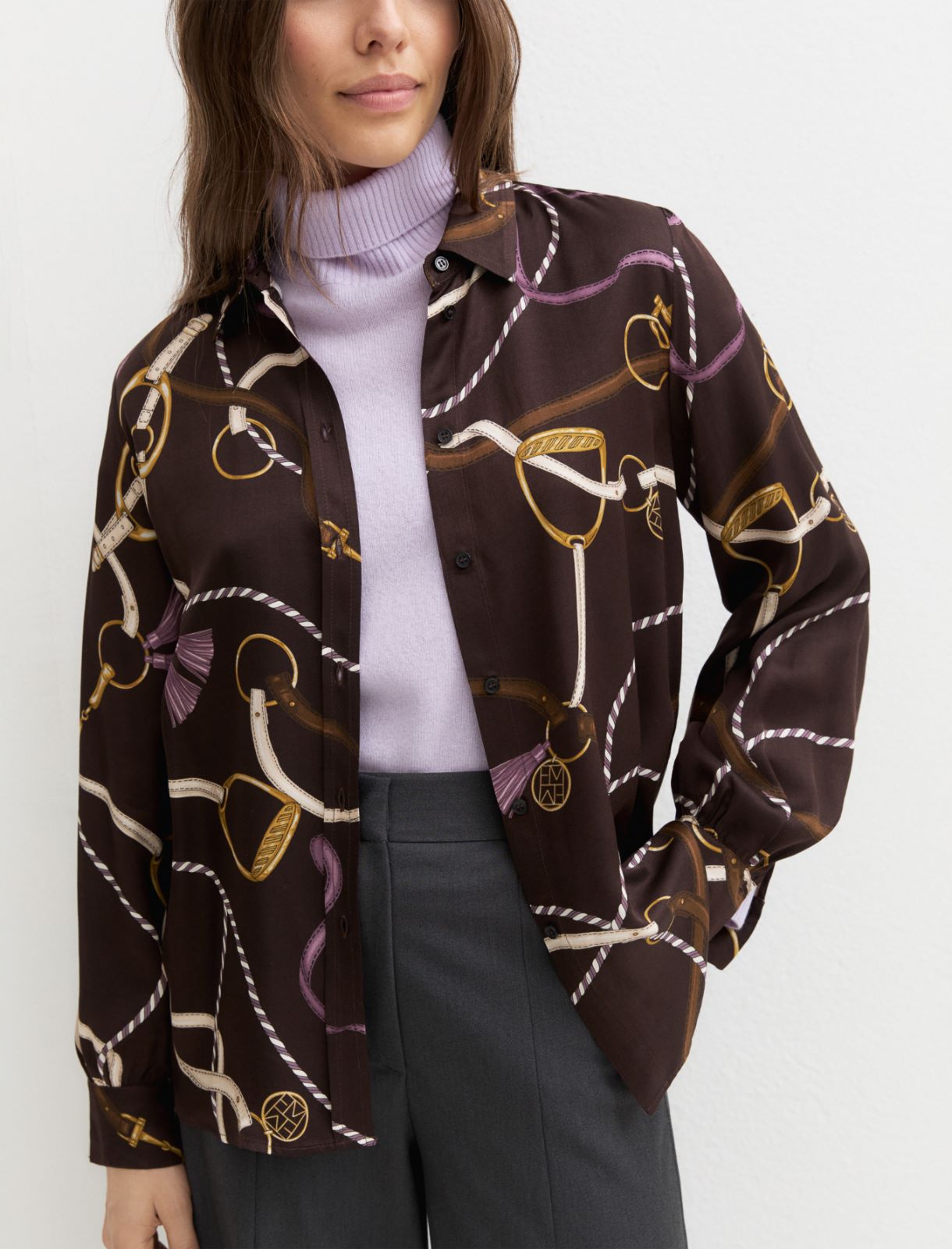 Viscose twill shirt - DARK BROWN - Emme - 5