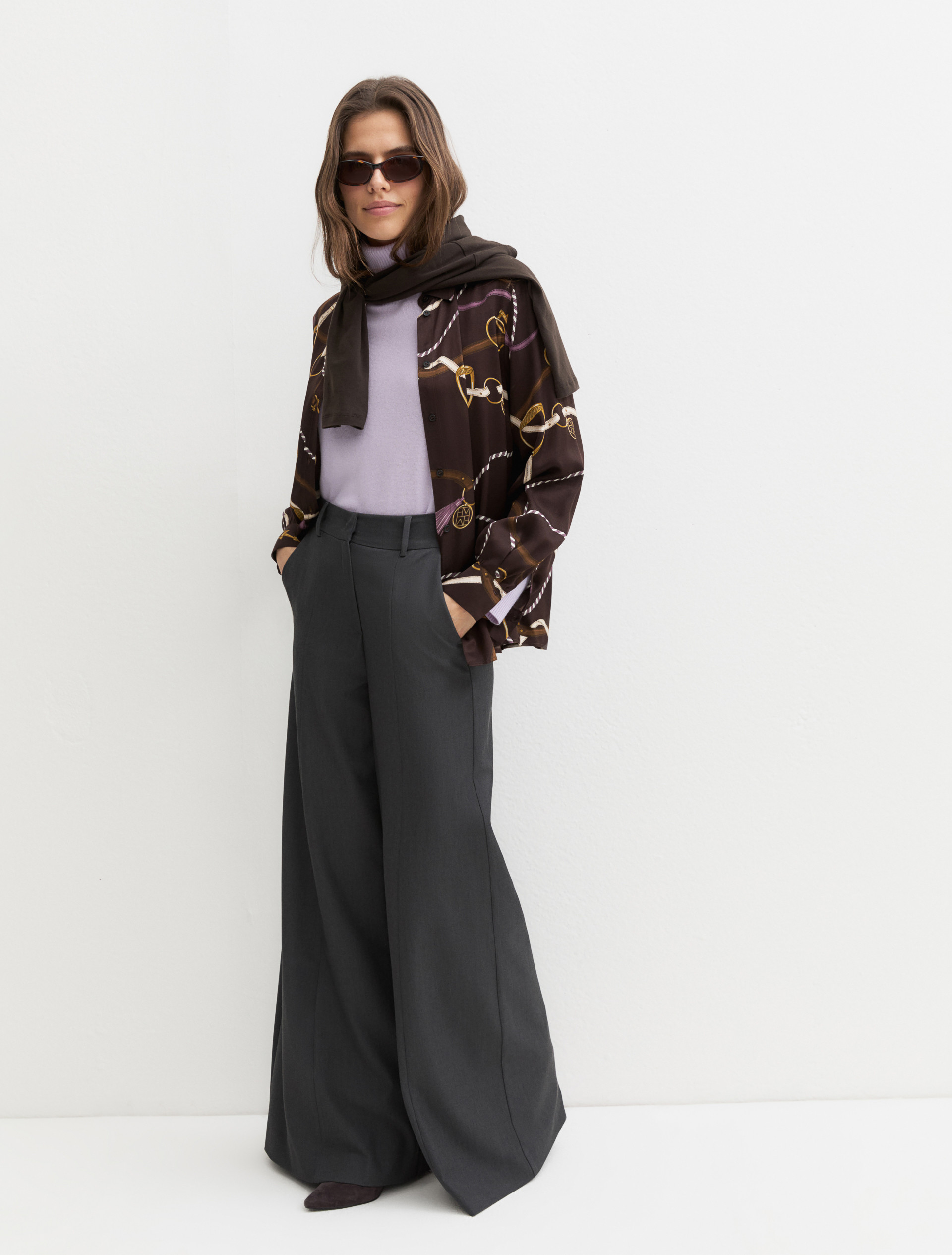 Viscose twill shirt - DARK BROWN - Emme - 1