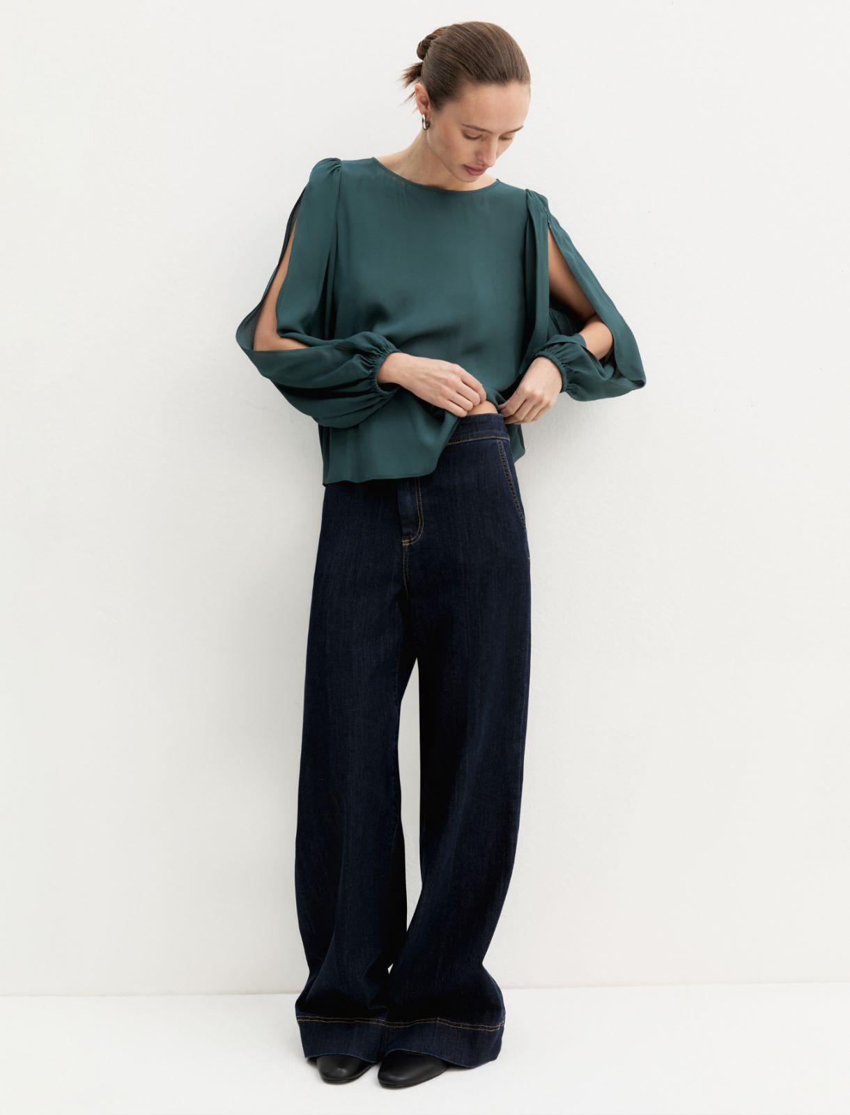 Viscose crêpe blouse - GREEN - Emme - 2