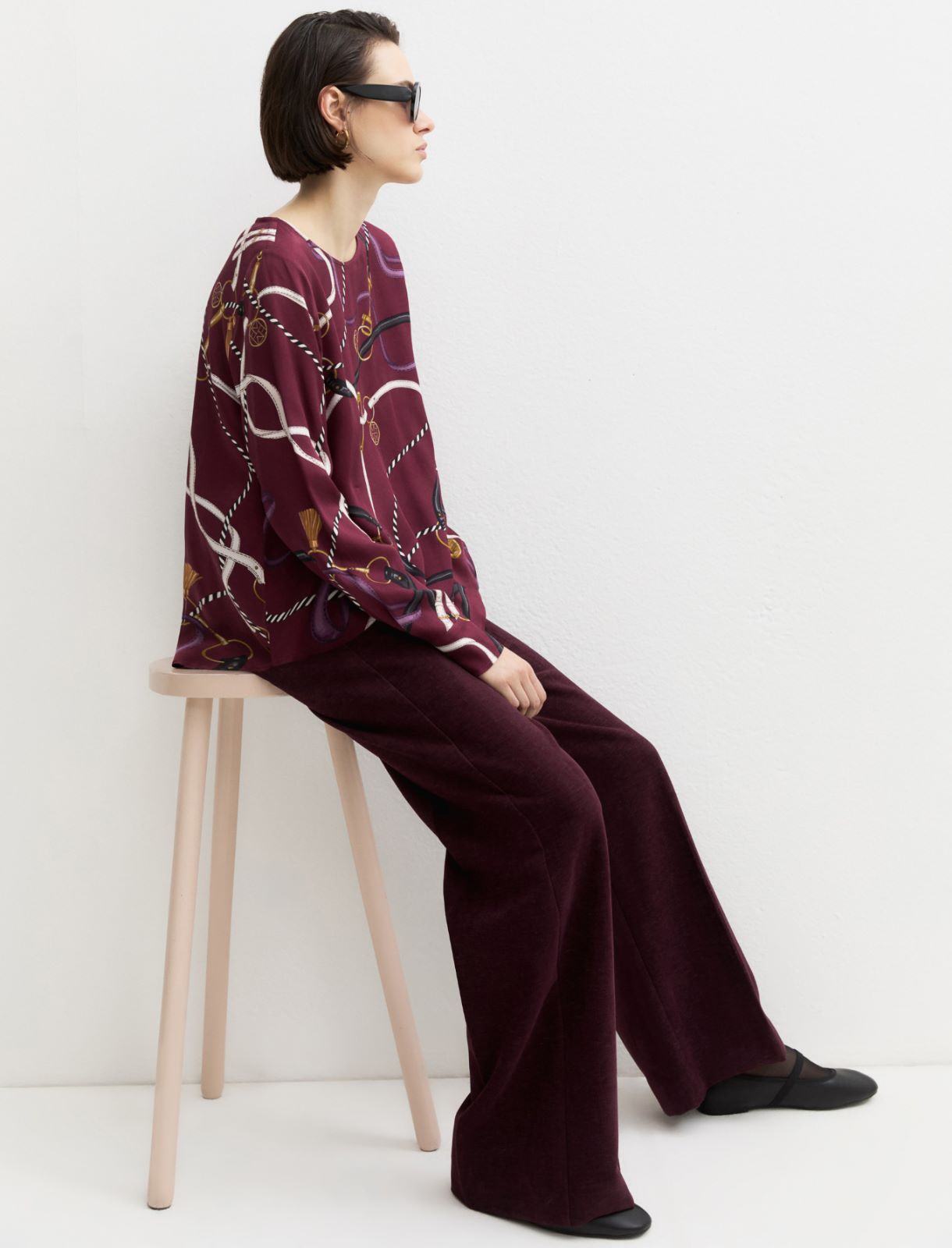 Viscose twill blouse - BORDEAUX - Emme - 3