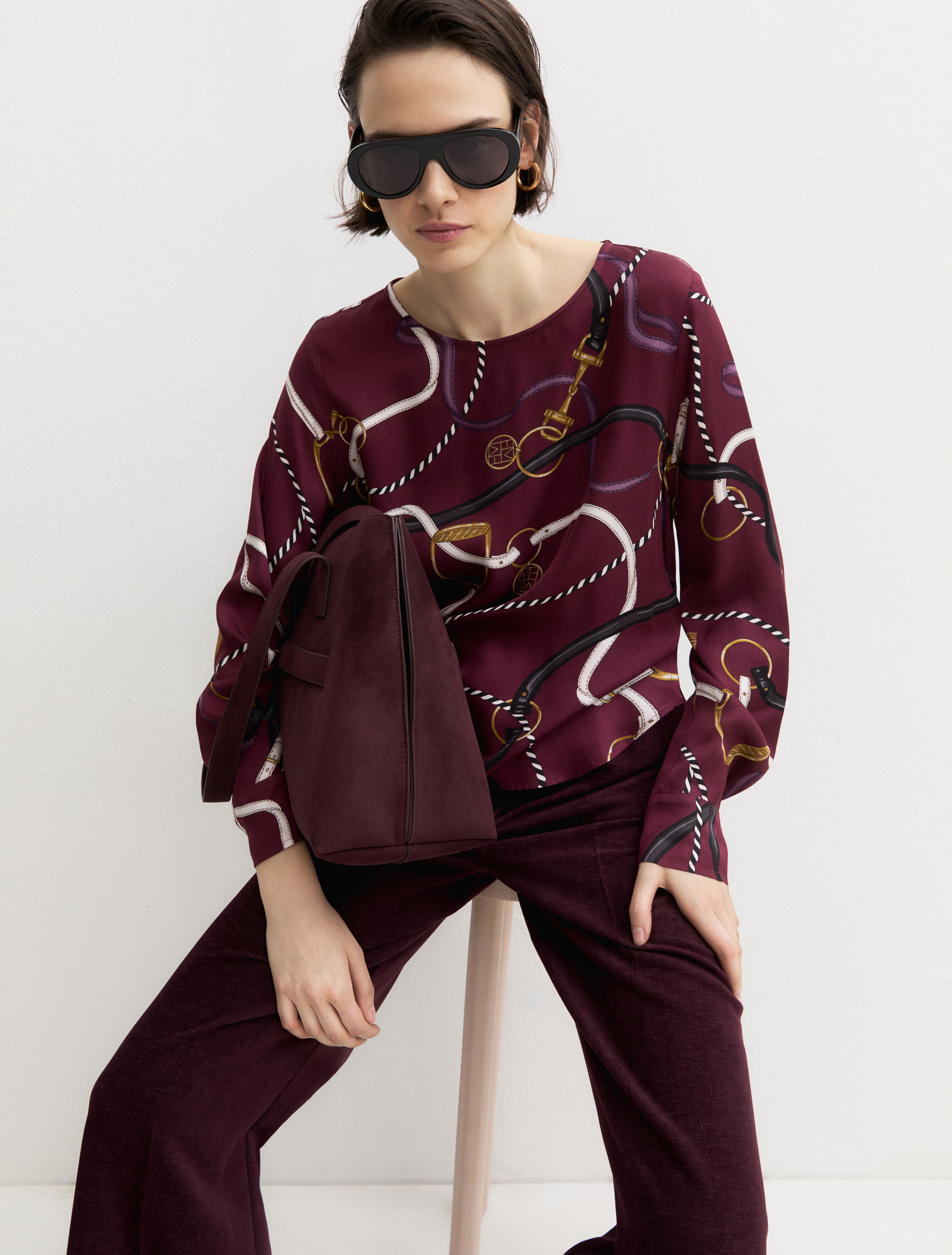 Viscose twill blouse - BORDEAUX - Emme - 4