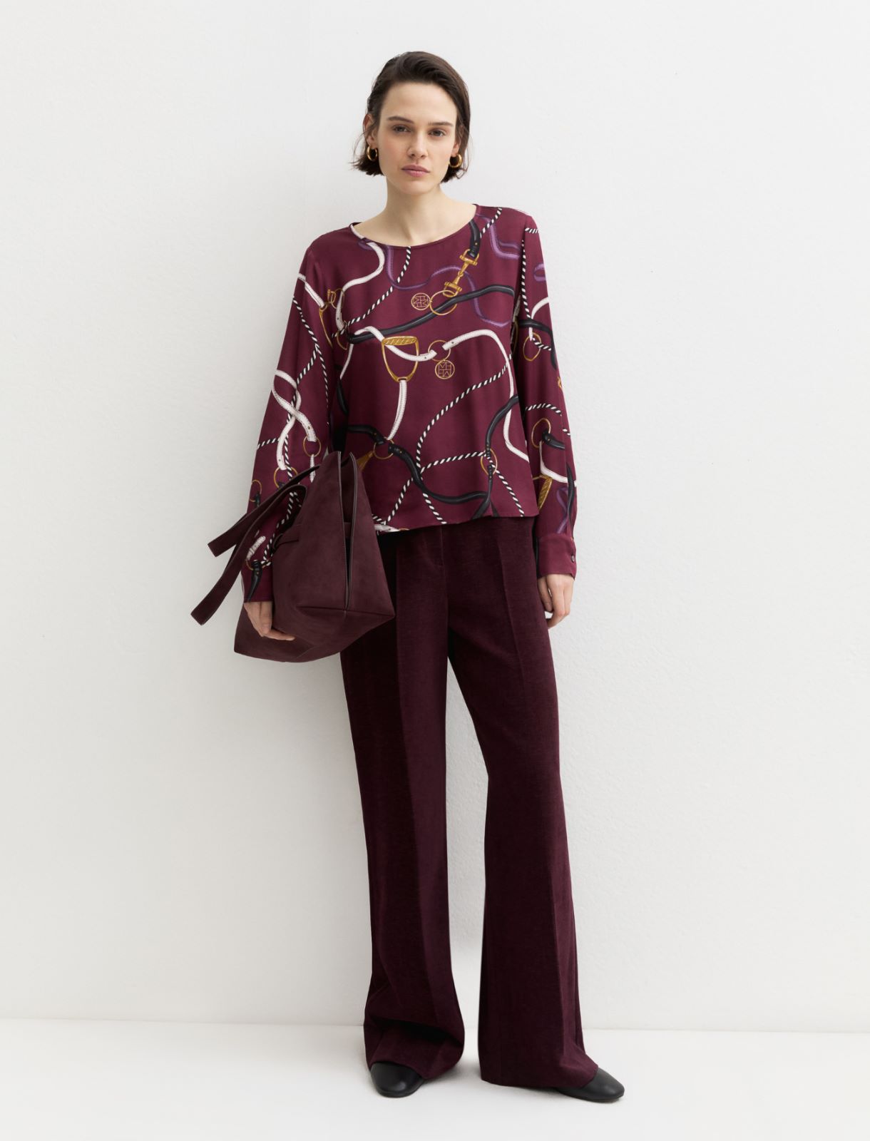 Viscose twill blouse - BORDEAUX - Emme