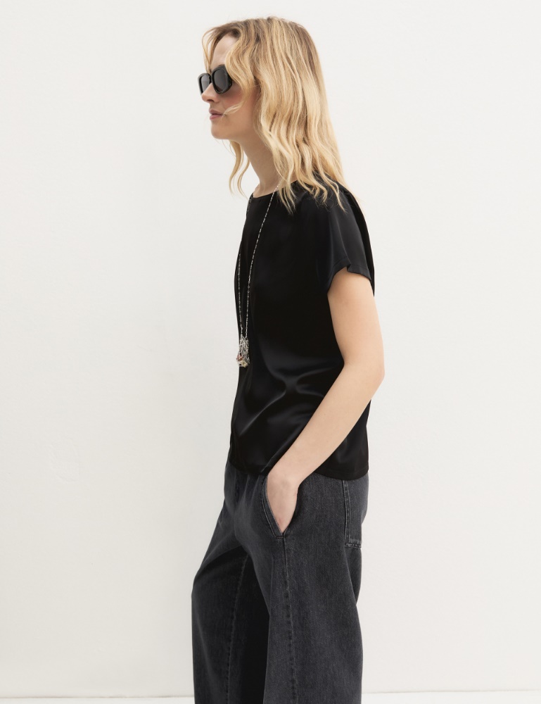 Blusa de manga corta de satén ligero - Emme - 6