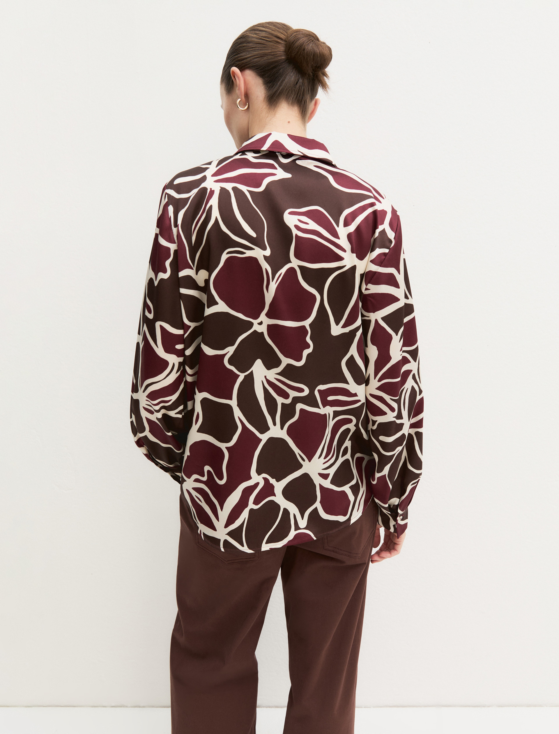 Printed twill shirt - BROWN - Emme - 3
