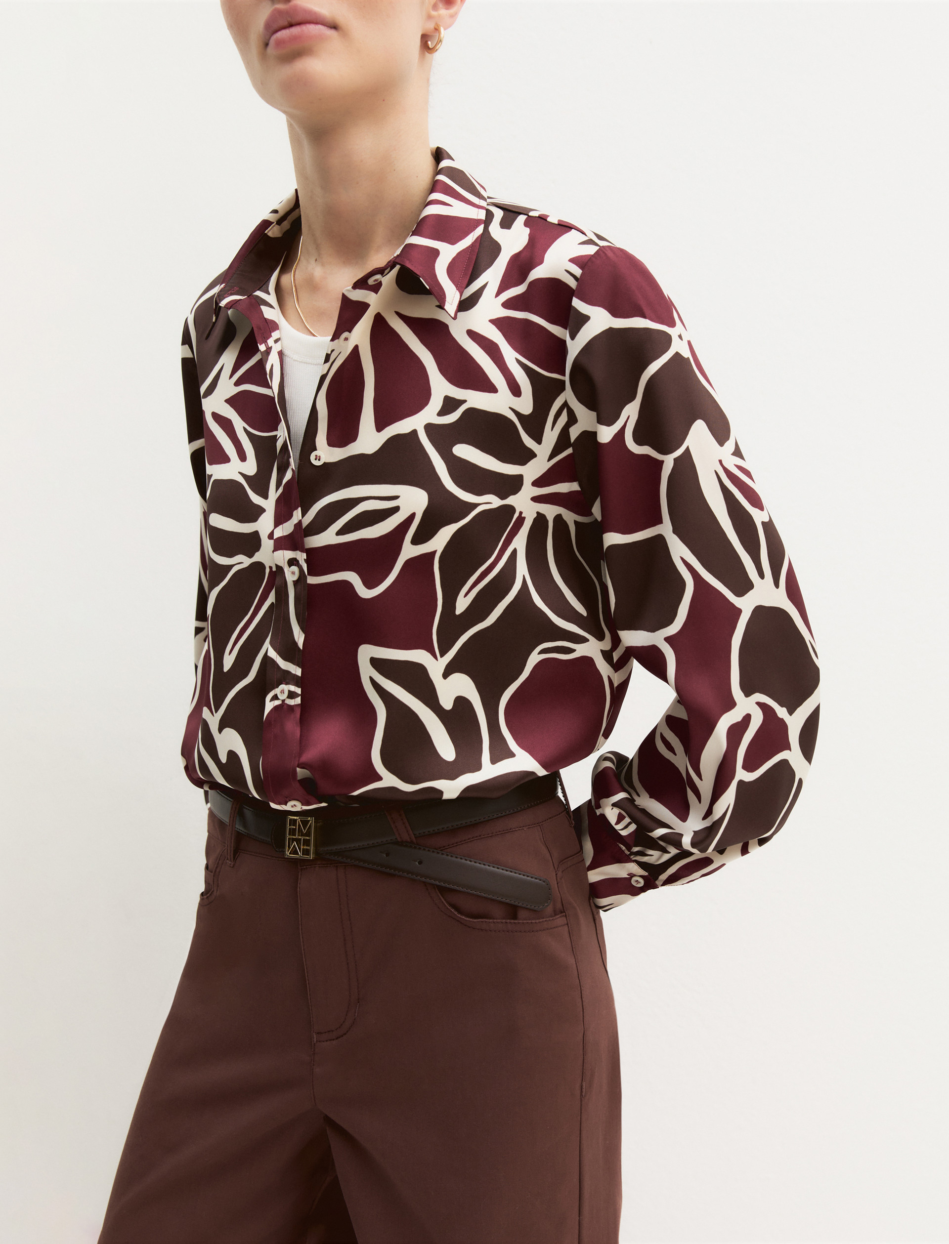 Printed twill shirt - BROWN - Emme - 4