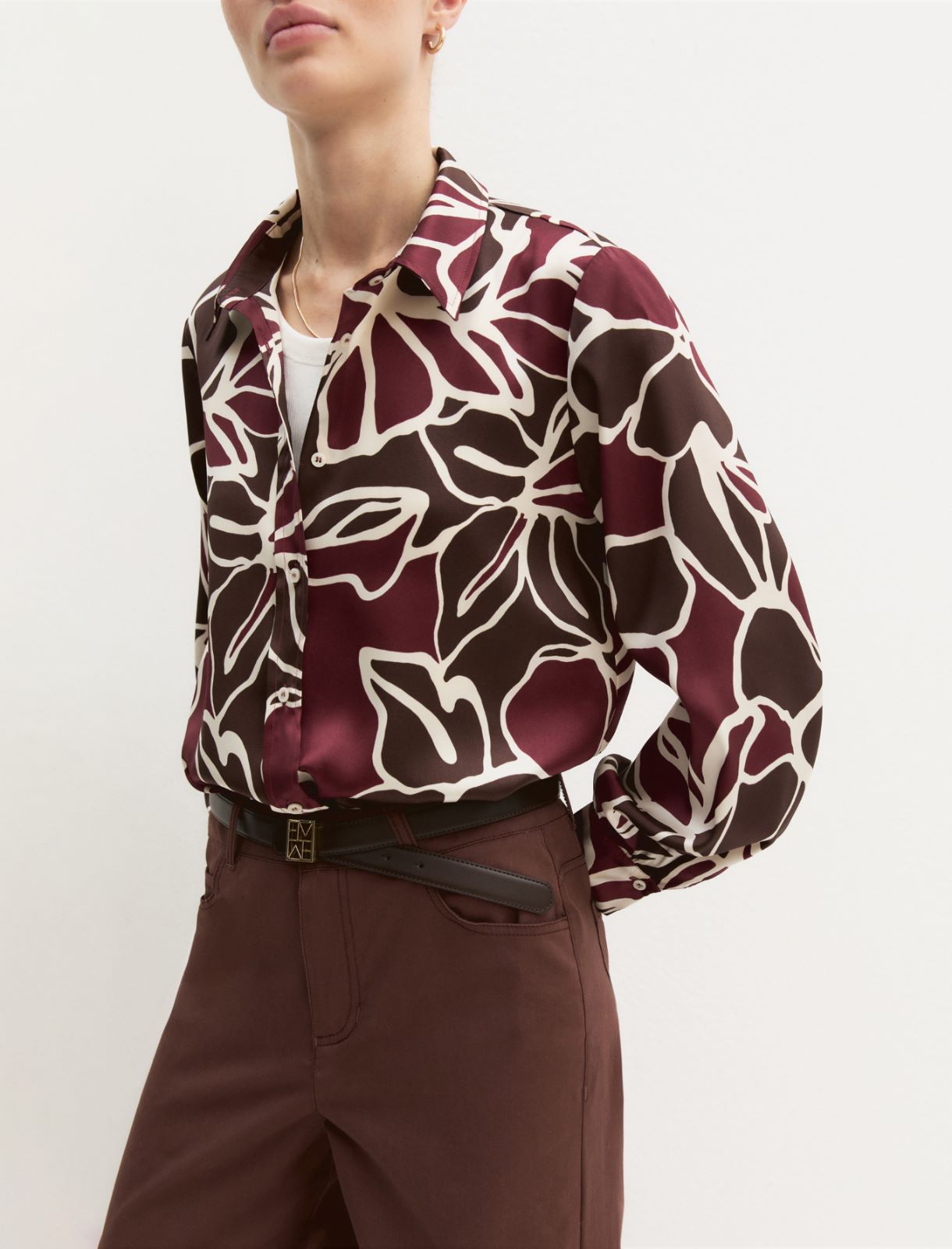 Printed twill shirt - BROWN - Emme - 4