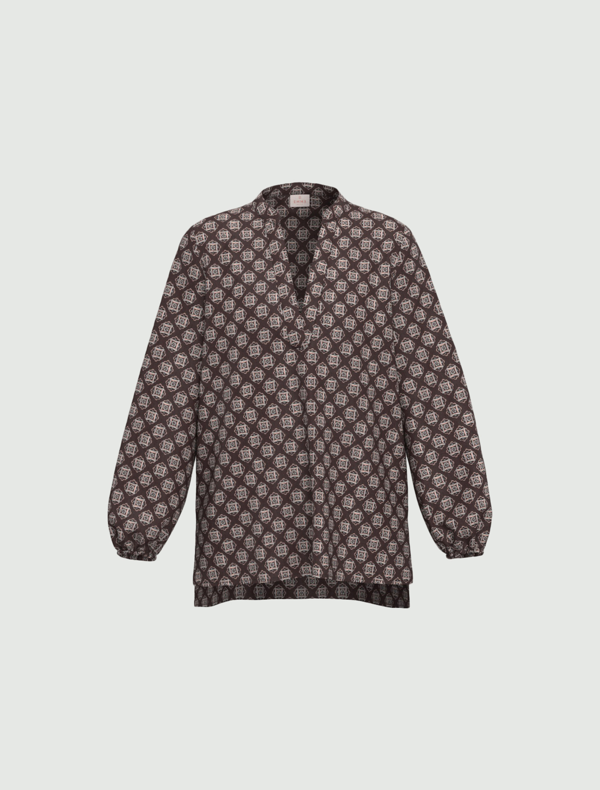 Printed satin blouse - DARK BROWN - Emme - 6