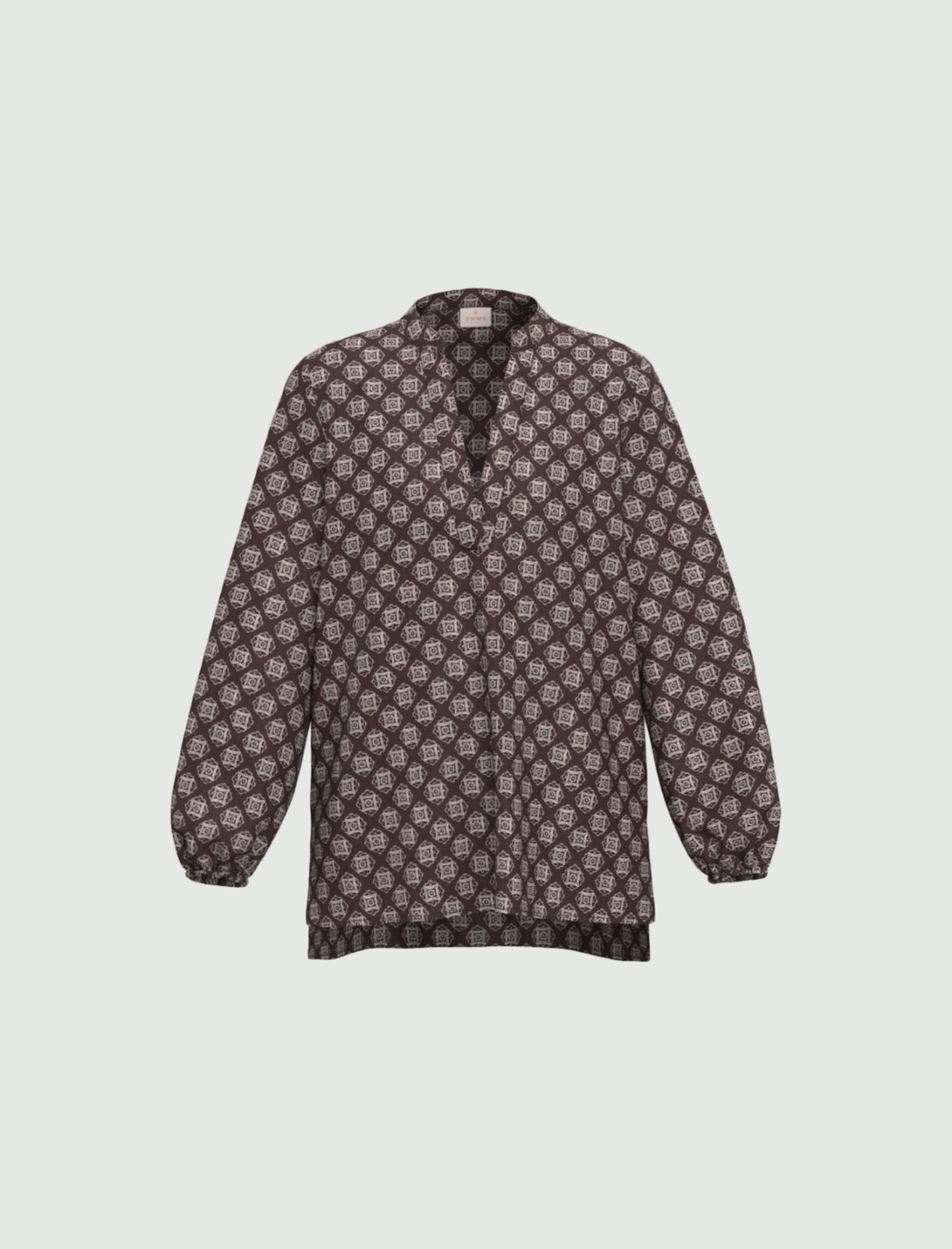 Printed satin blouse - DARK BROWN - Emme - 6
