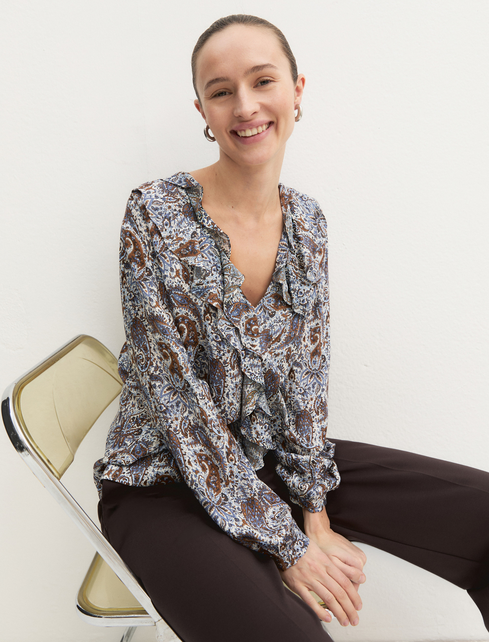 Flounce-detail blouse - WOOL WHITE - Emme - 4