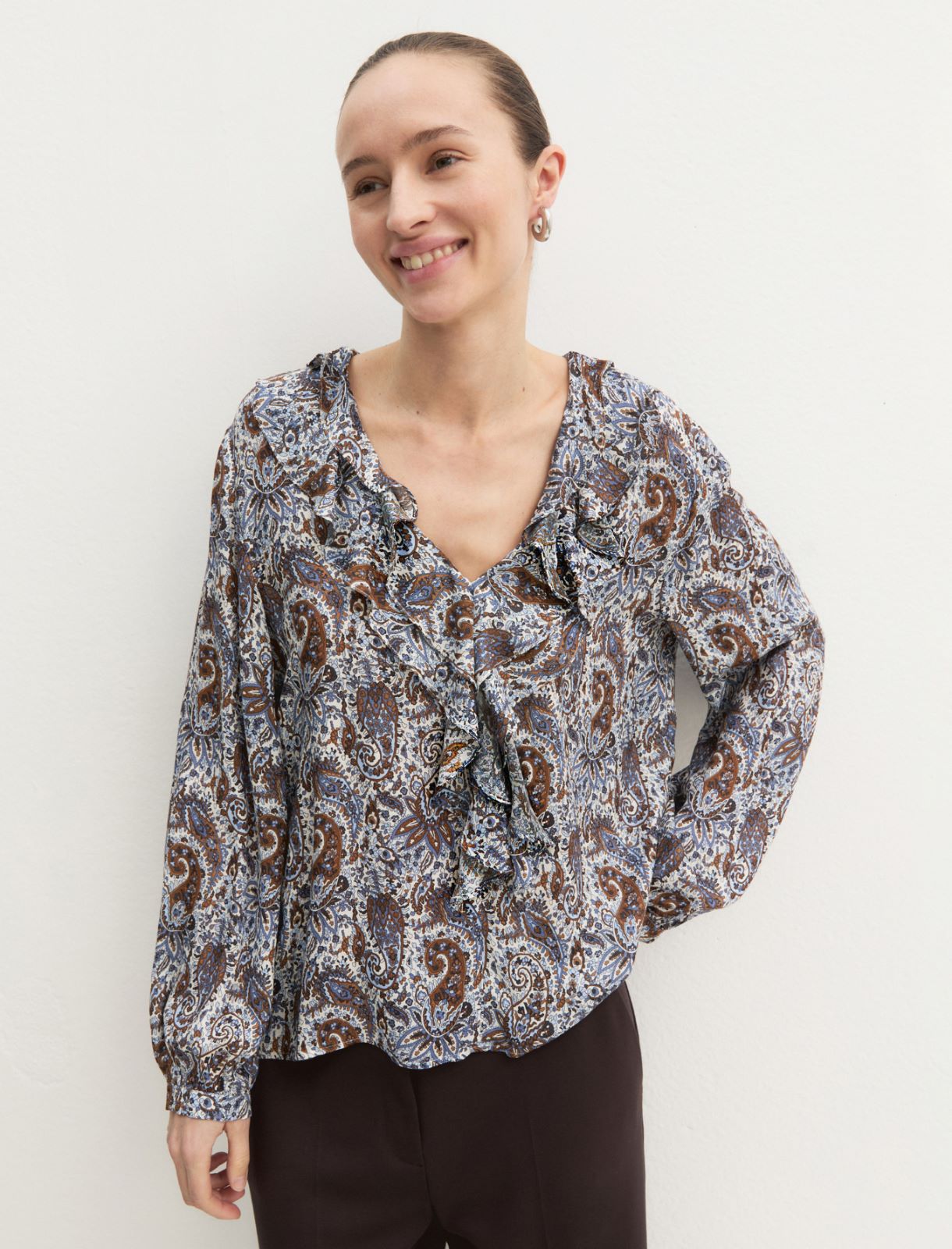 Flounce-detail blouse - WOOL WHITE - Emme - 5