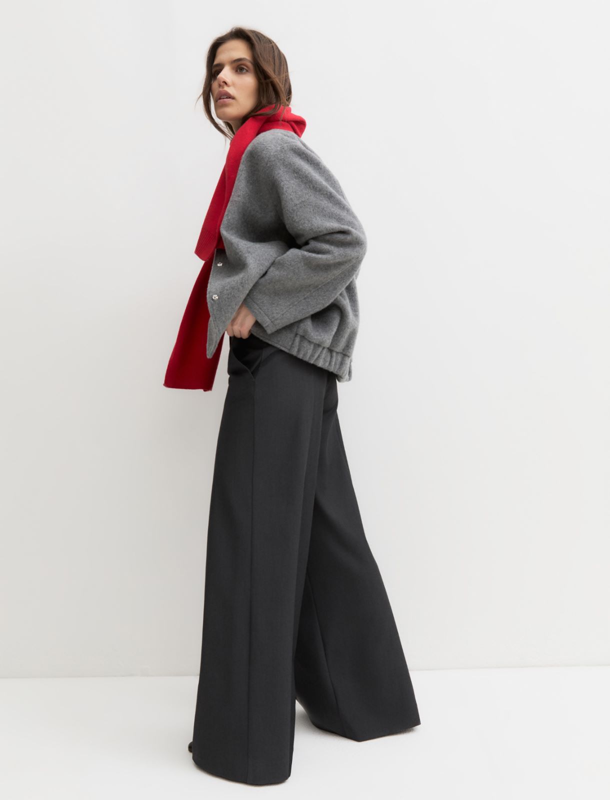 Wide flared trousers - DARK GREY - Emme - 4