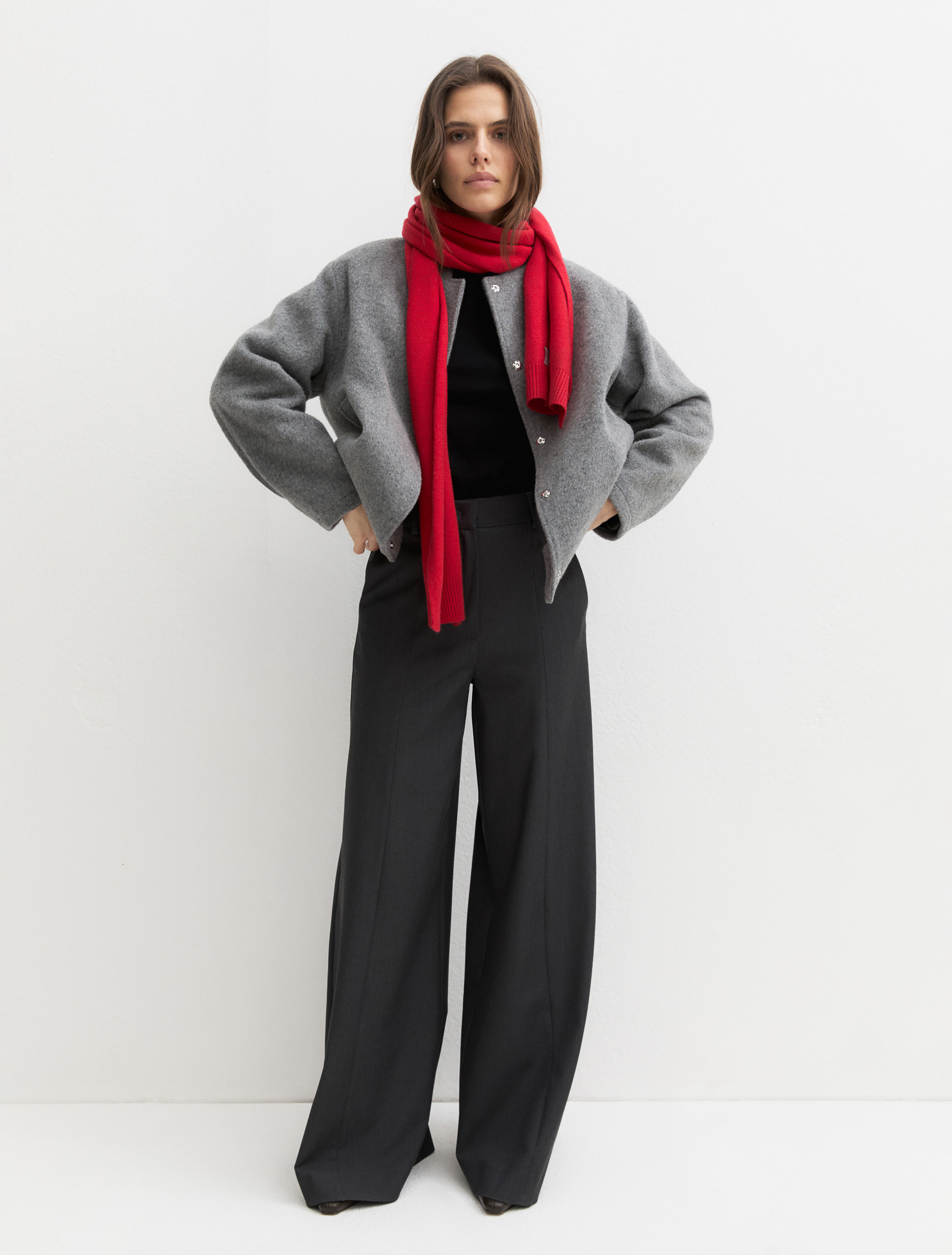 Wide flared trousers - DARK GREY - Emme - 1