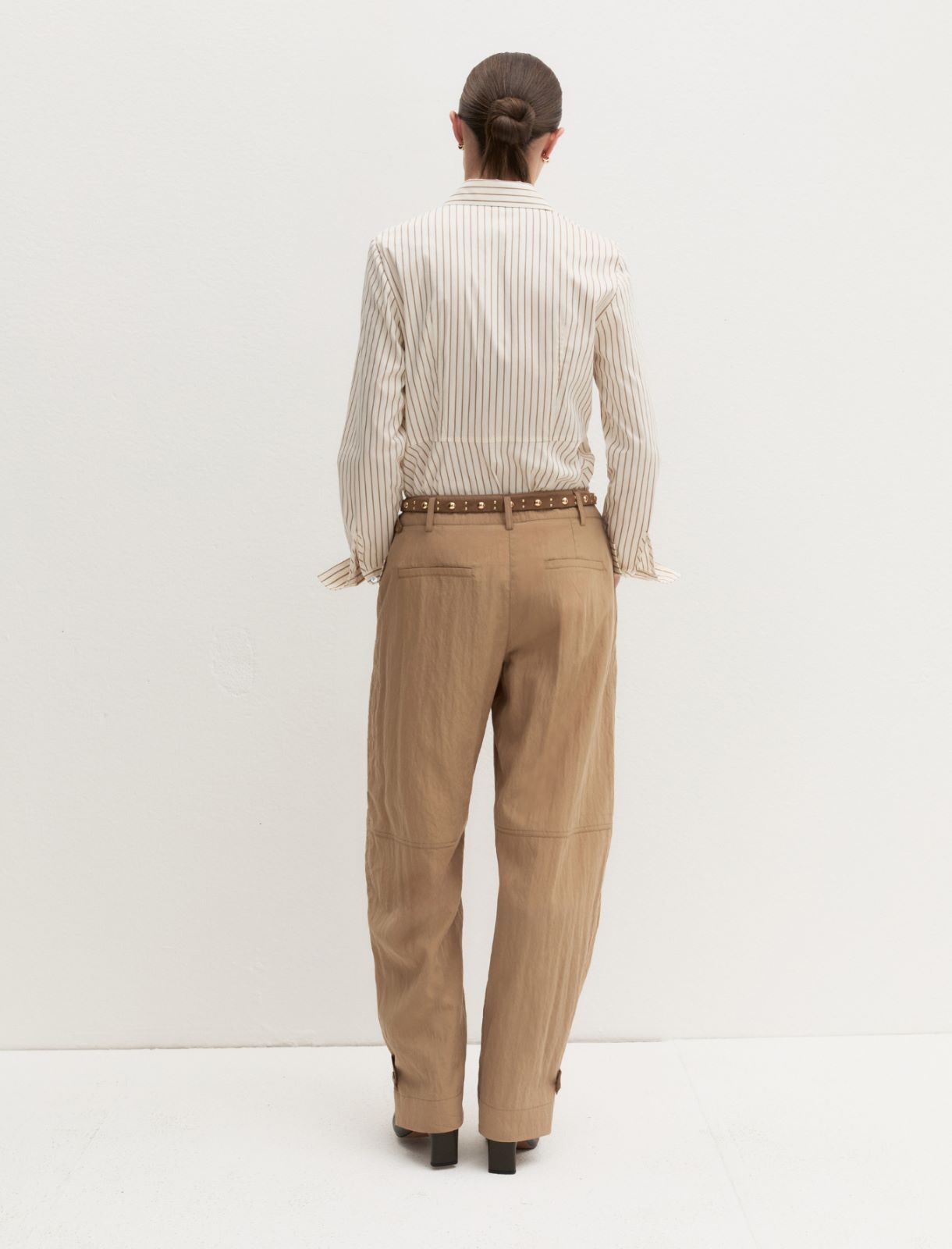 Fluid crinkle-fabric trousers - NATURAL - Emme - 2