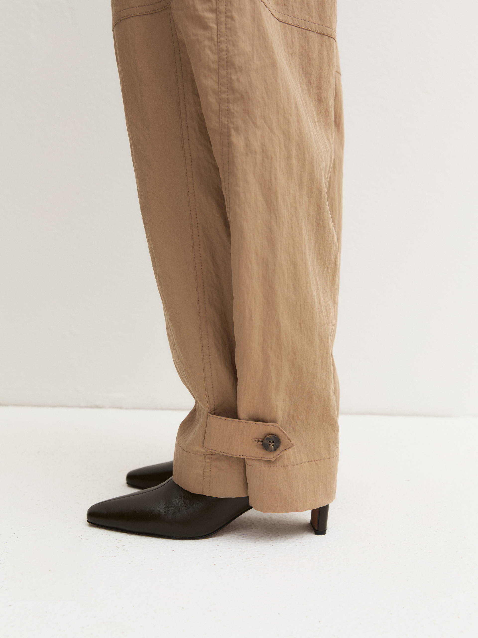 Fluid crinkle-fabric trousers - NATURAL - Emme - 5