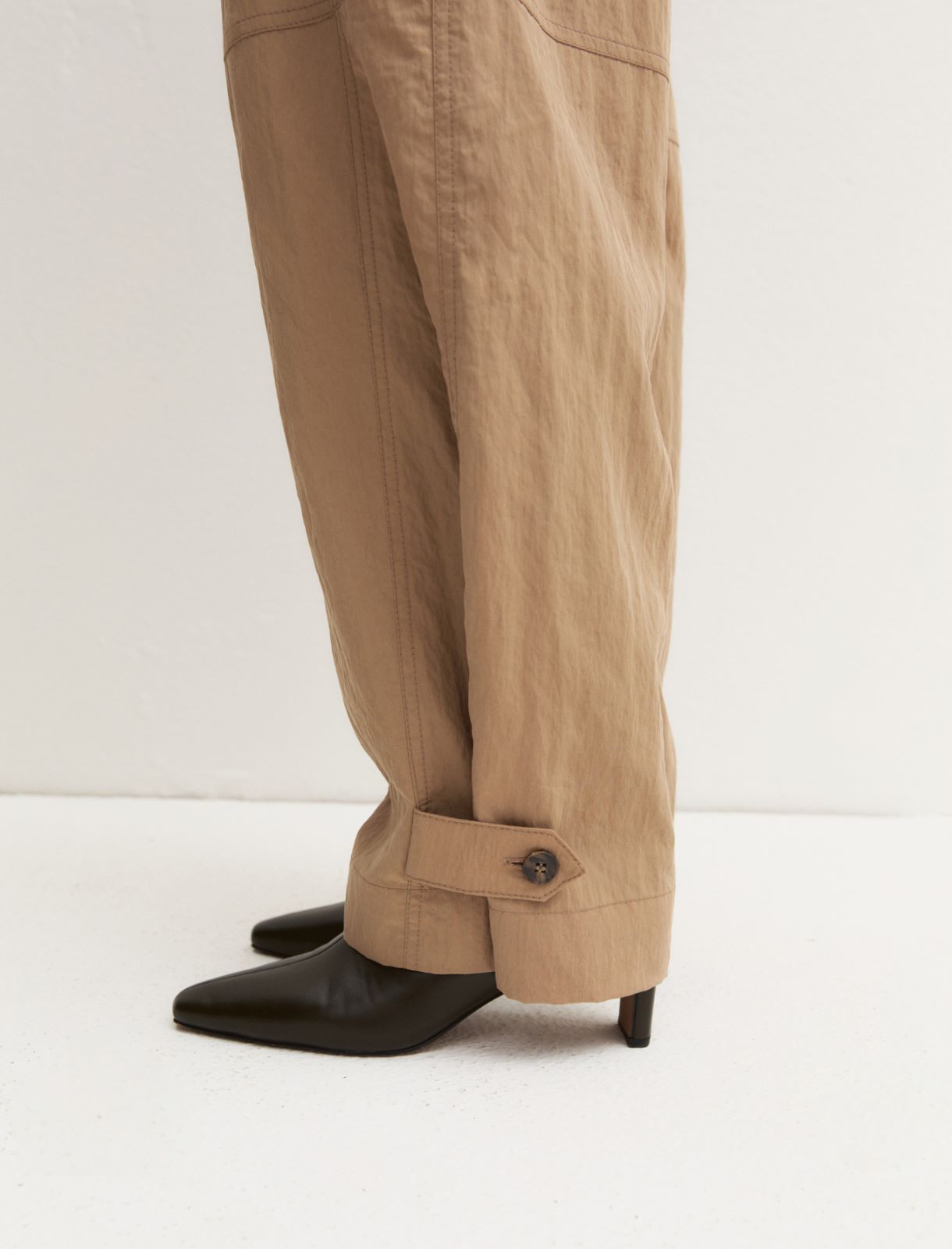 Fluid crinkle-fabric trousers - NATURAL - Emme - 5
